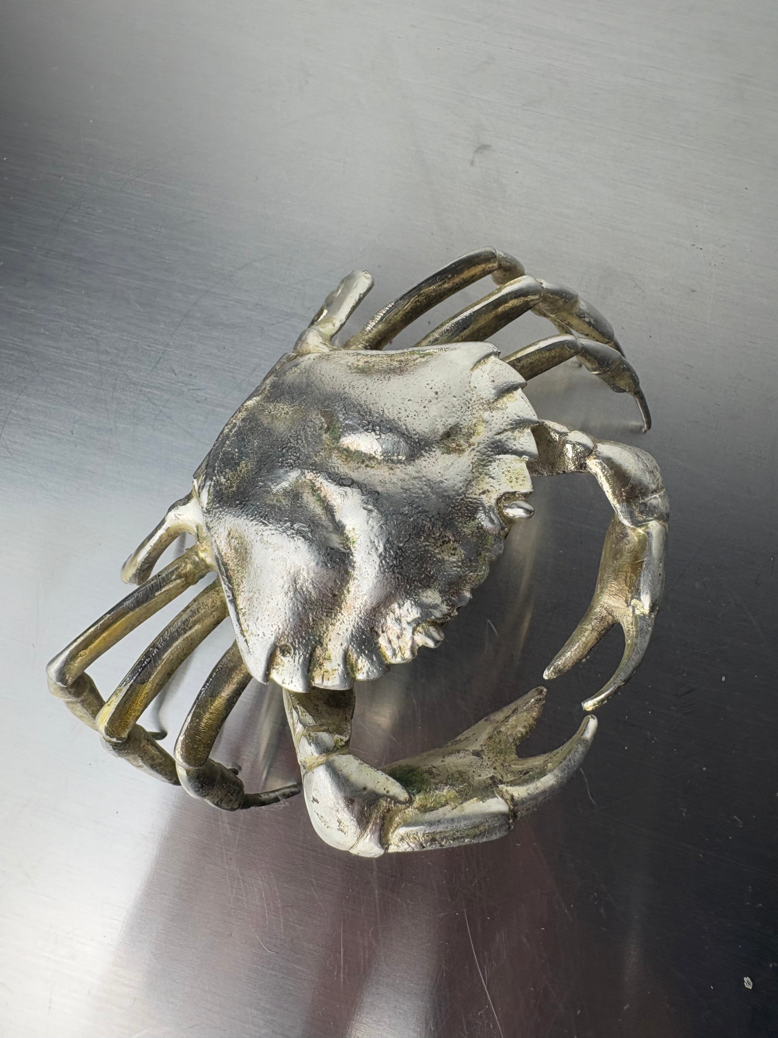 Crab jewelry box, silver plated & alpaca, Spain, 1950's