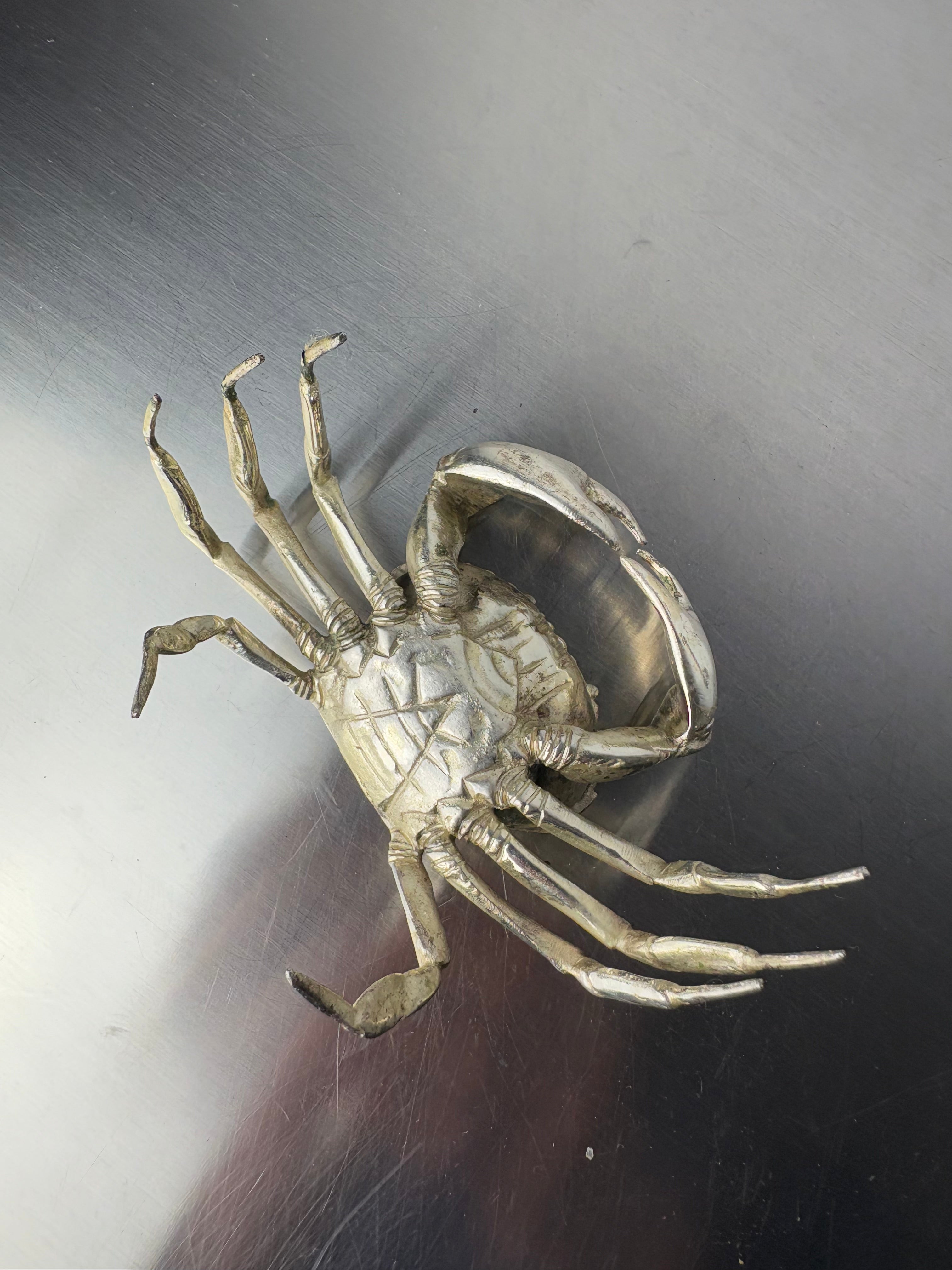 Crab jewelry box, silver plated & alpaca, Spain, 1950's