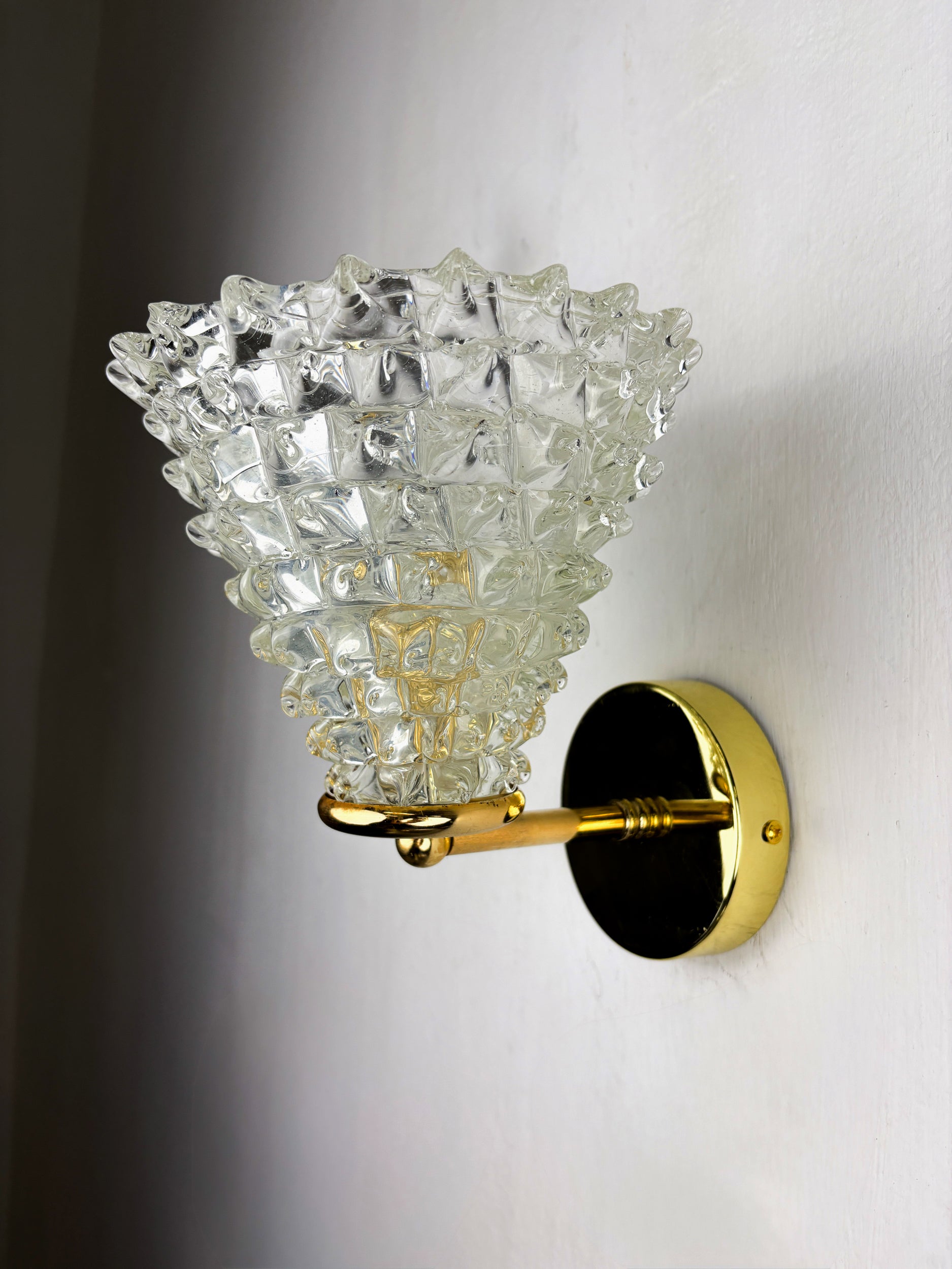 Pair of Mid-Century Barovier & Toso "Rostrato" Murano Glass Wall Lamps, Italy 1960s
