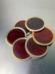 Willy Rizzo Style Coasters in Faux Tortoise Shell, Set of 6, Italy, 1970
