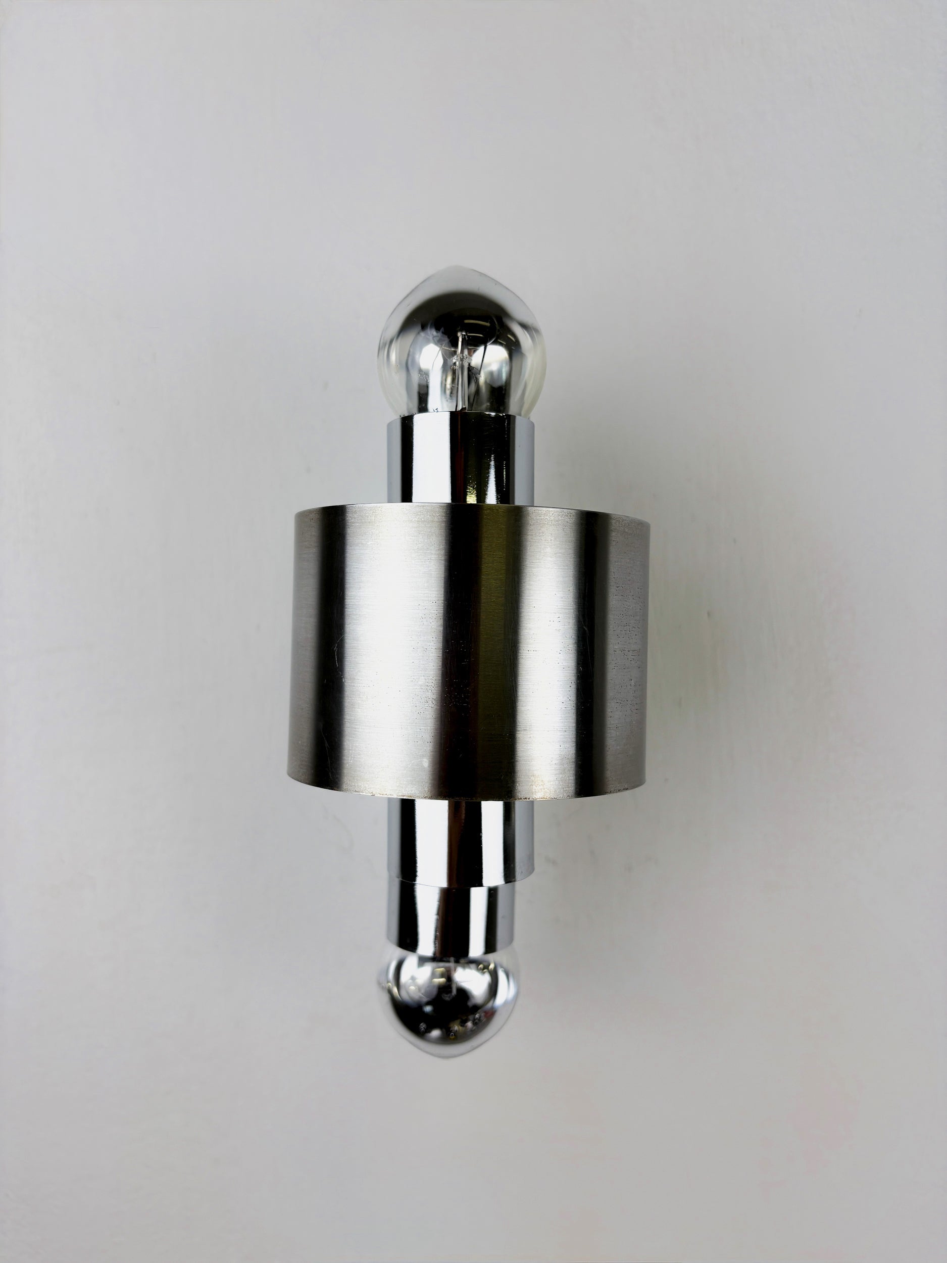 Space age 2-light wall sconce, chromed metal, Italy, 1970's