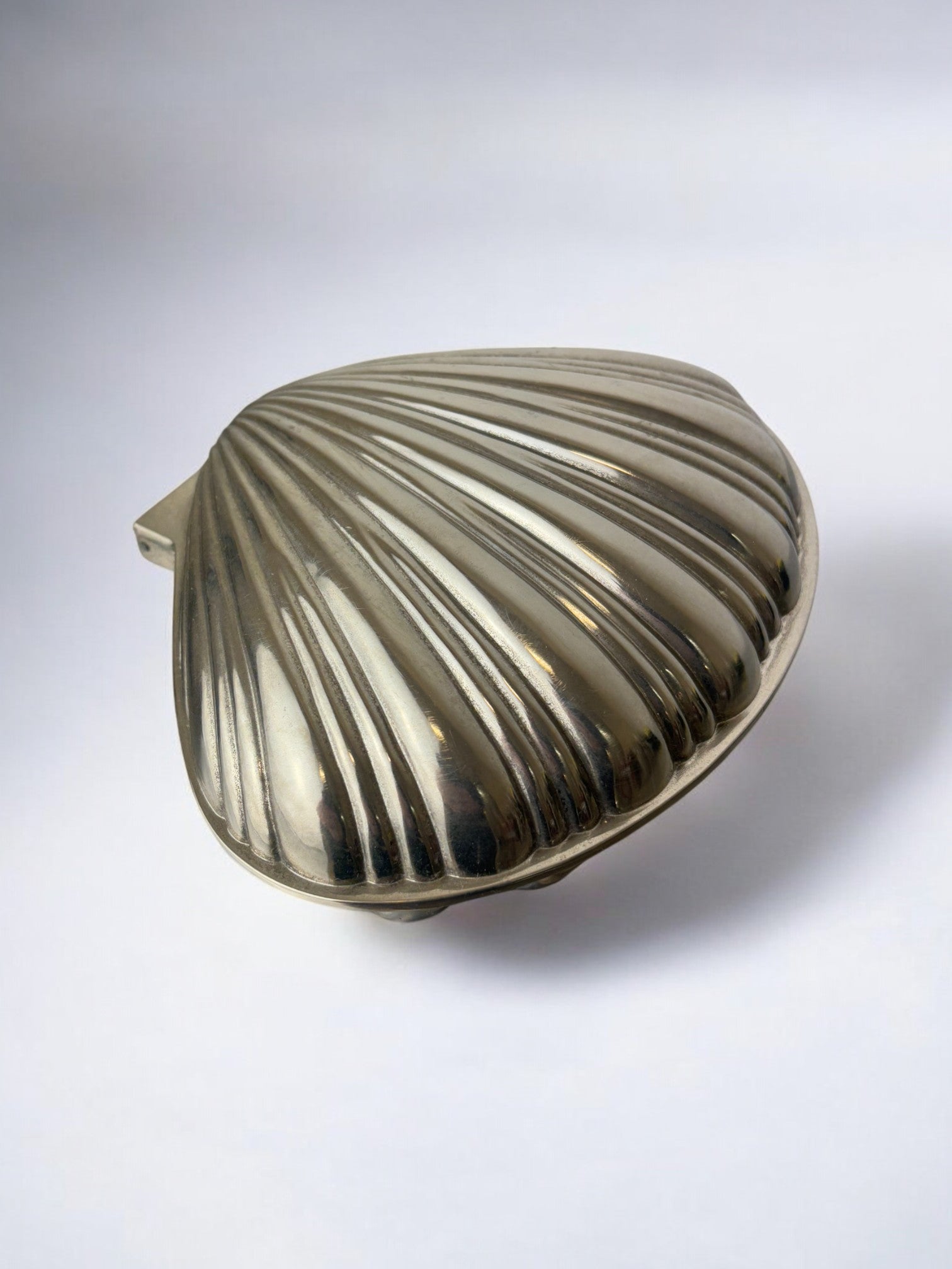 Shell jewelry box, silver plated, Italy, circa 1980's