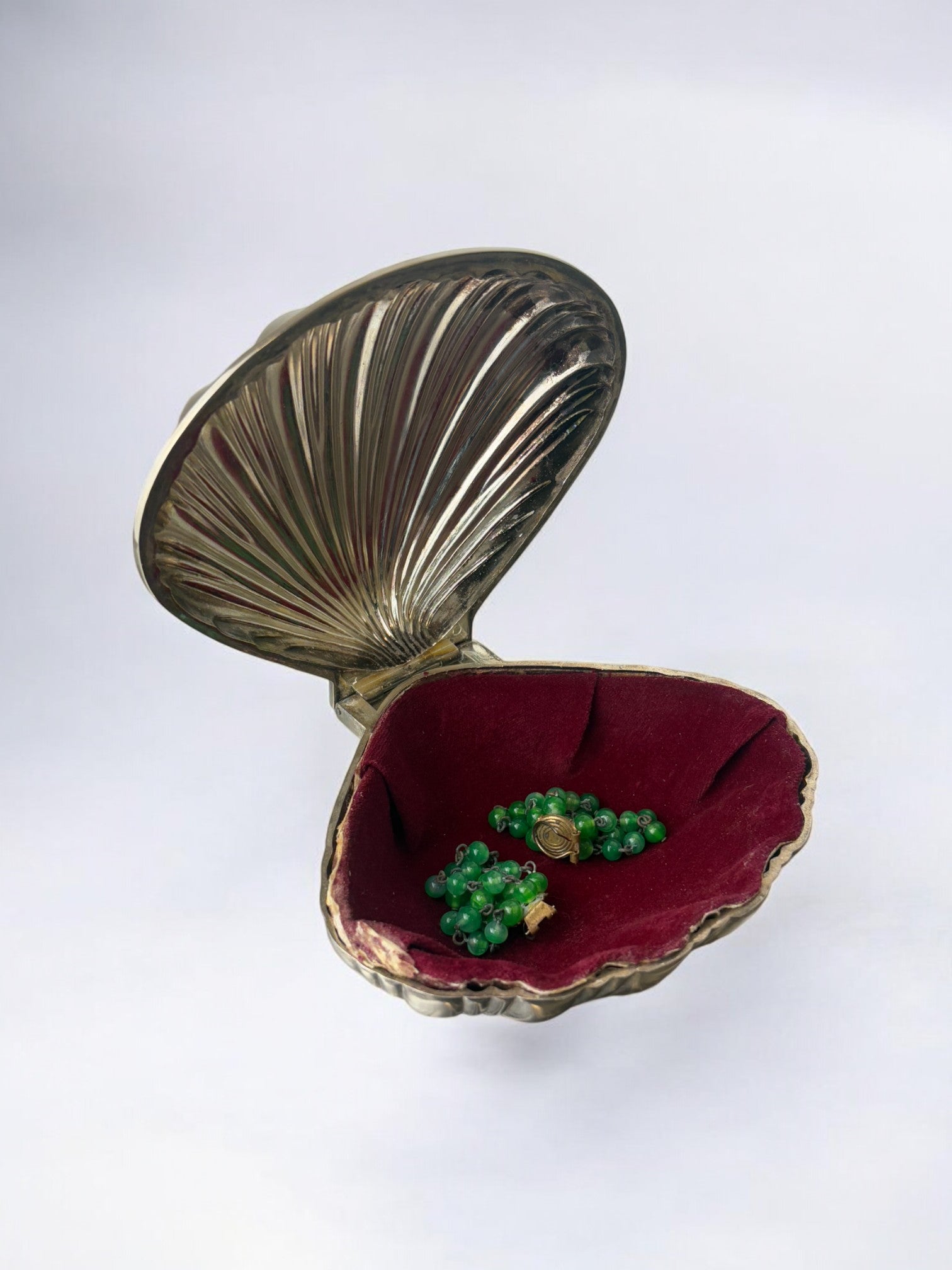 Shell jewelry box, silver plated, Italy, circa 1980's