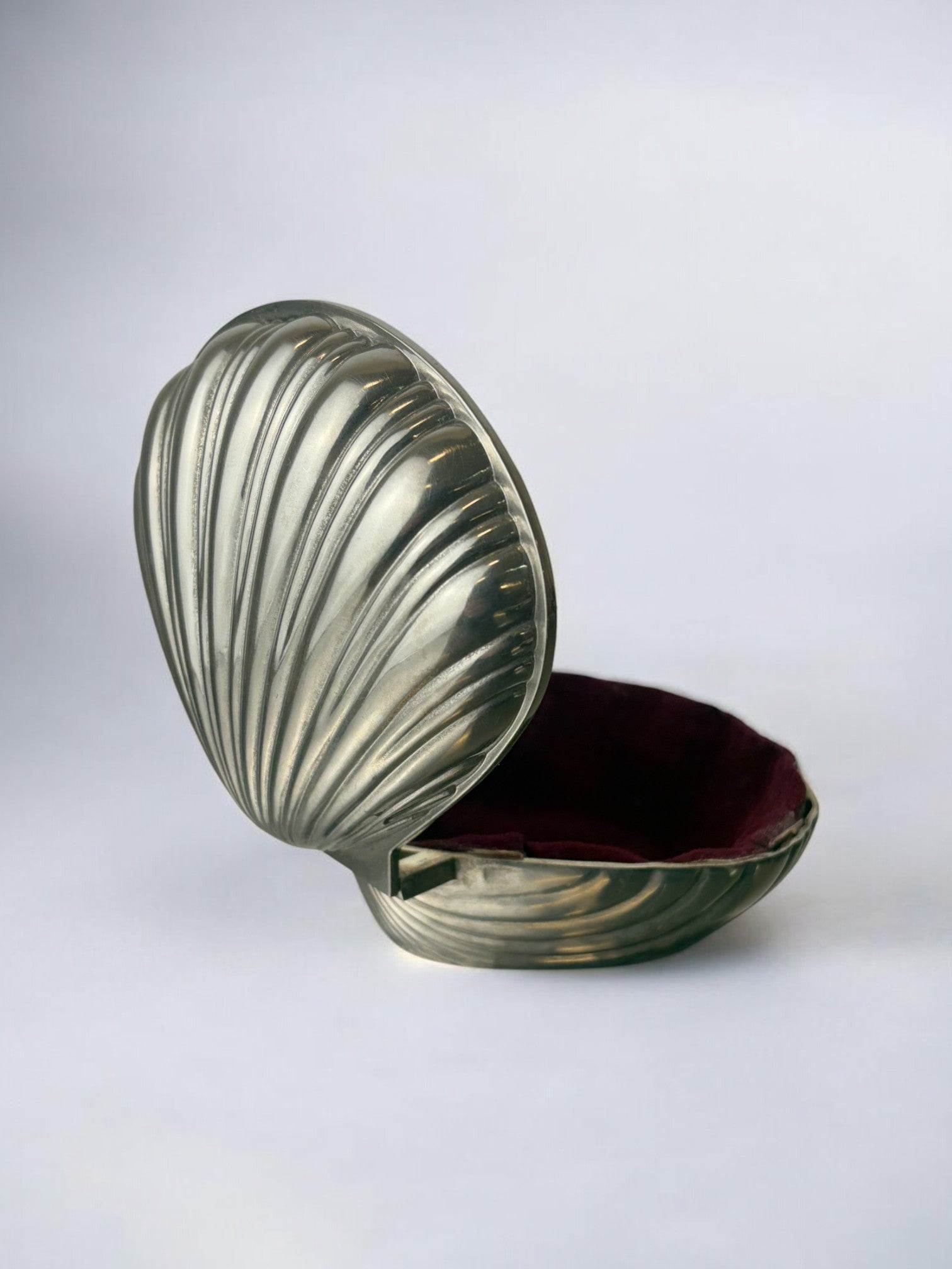 Shell jewelry box, silver plated, Italy, circa 1980's