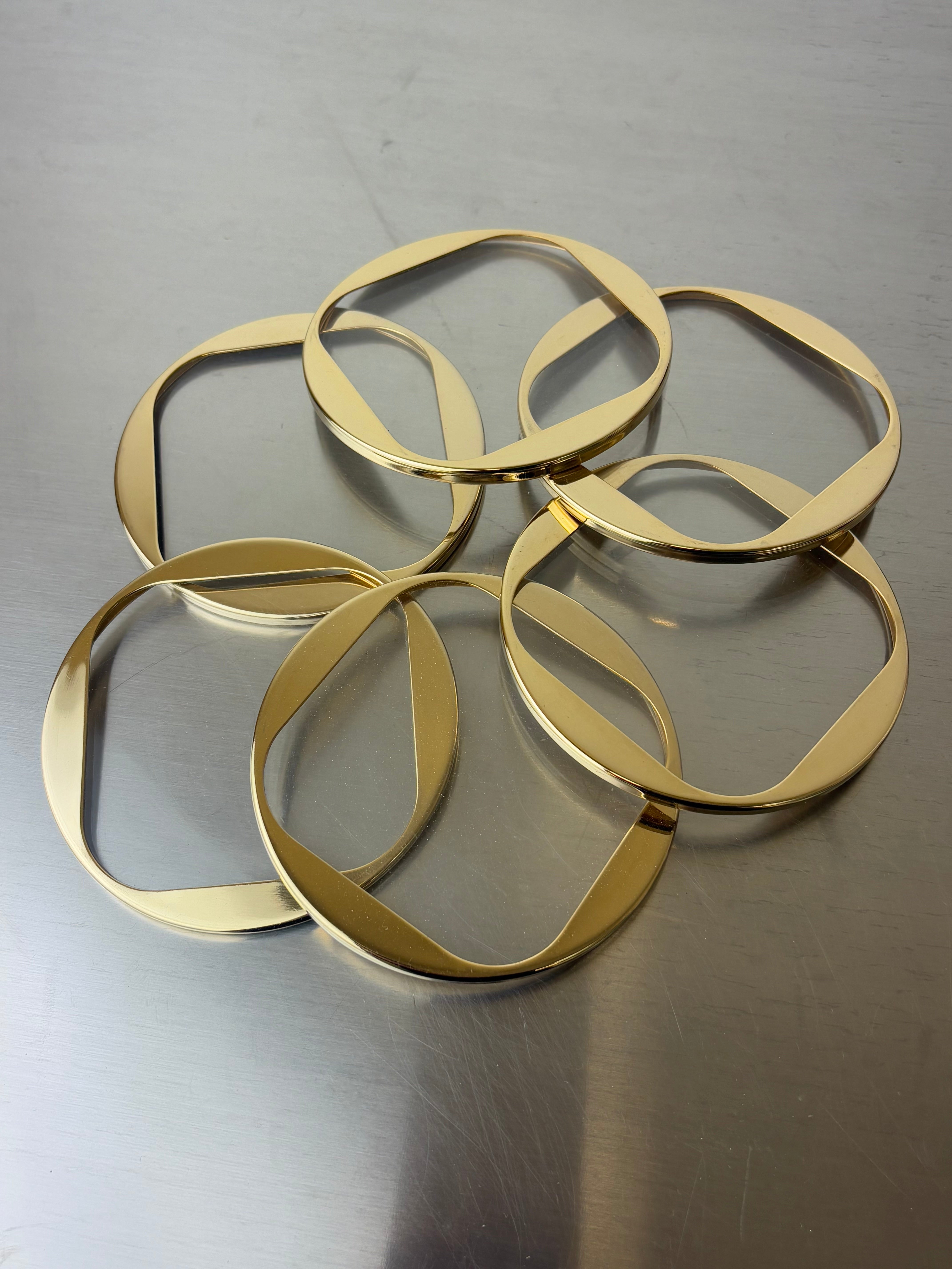 Willy Rizzo Style Lucite & Brass Coasters, Set of 6, Italy, 1970's