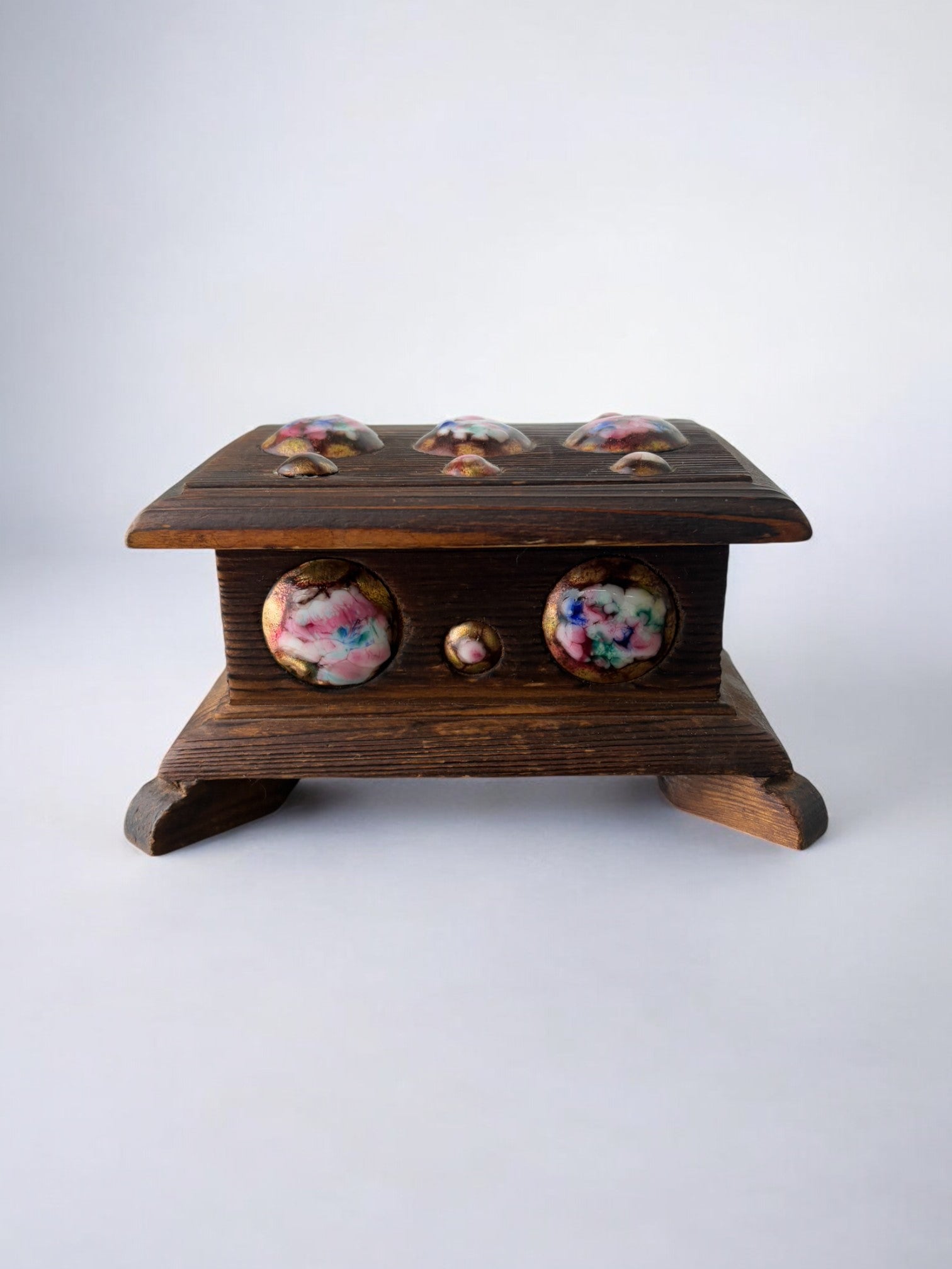 Modernist Wood and Enamel vanity Box by J. Capo Esmaltes, Spain, 1970