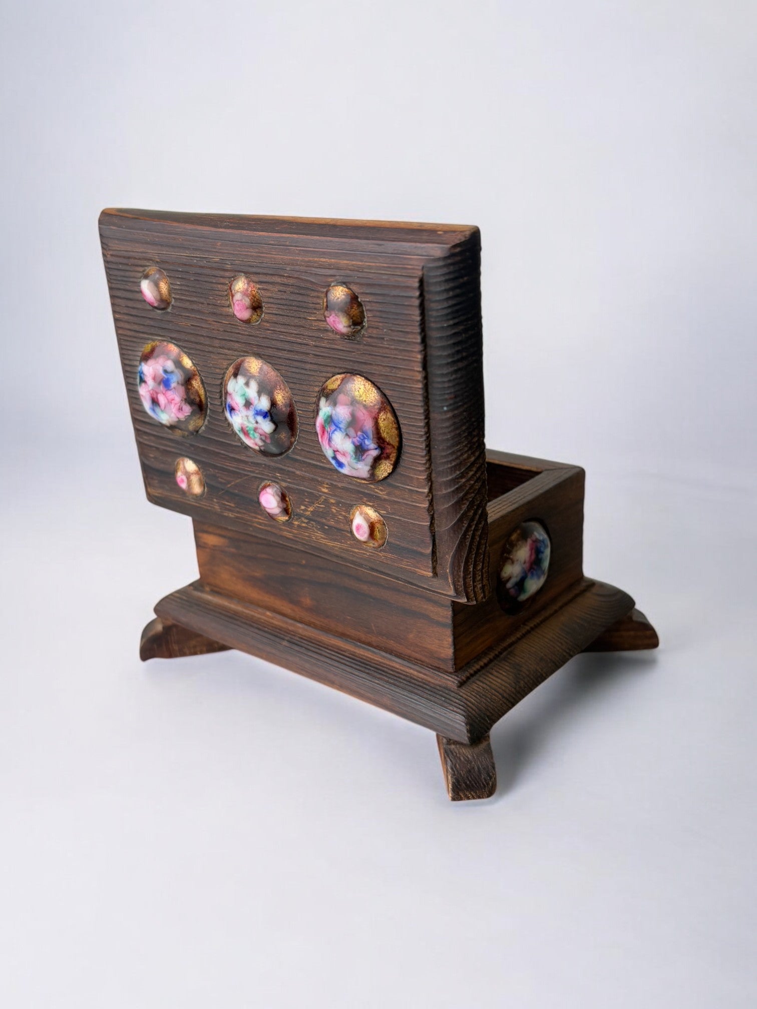 Modernist Wood and Enamel vanity Box by J. Capo Esmaltes, Spain, 1970