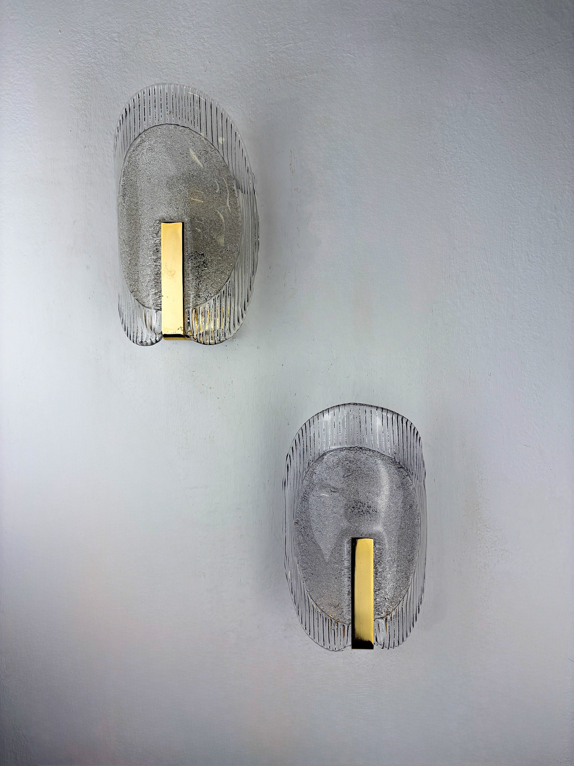 Pair of Carl Fagerlund Wall Lights for Orrefors – Murano Frosted Glass, Sweden 1970s