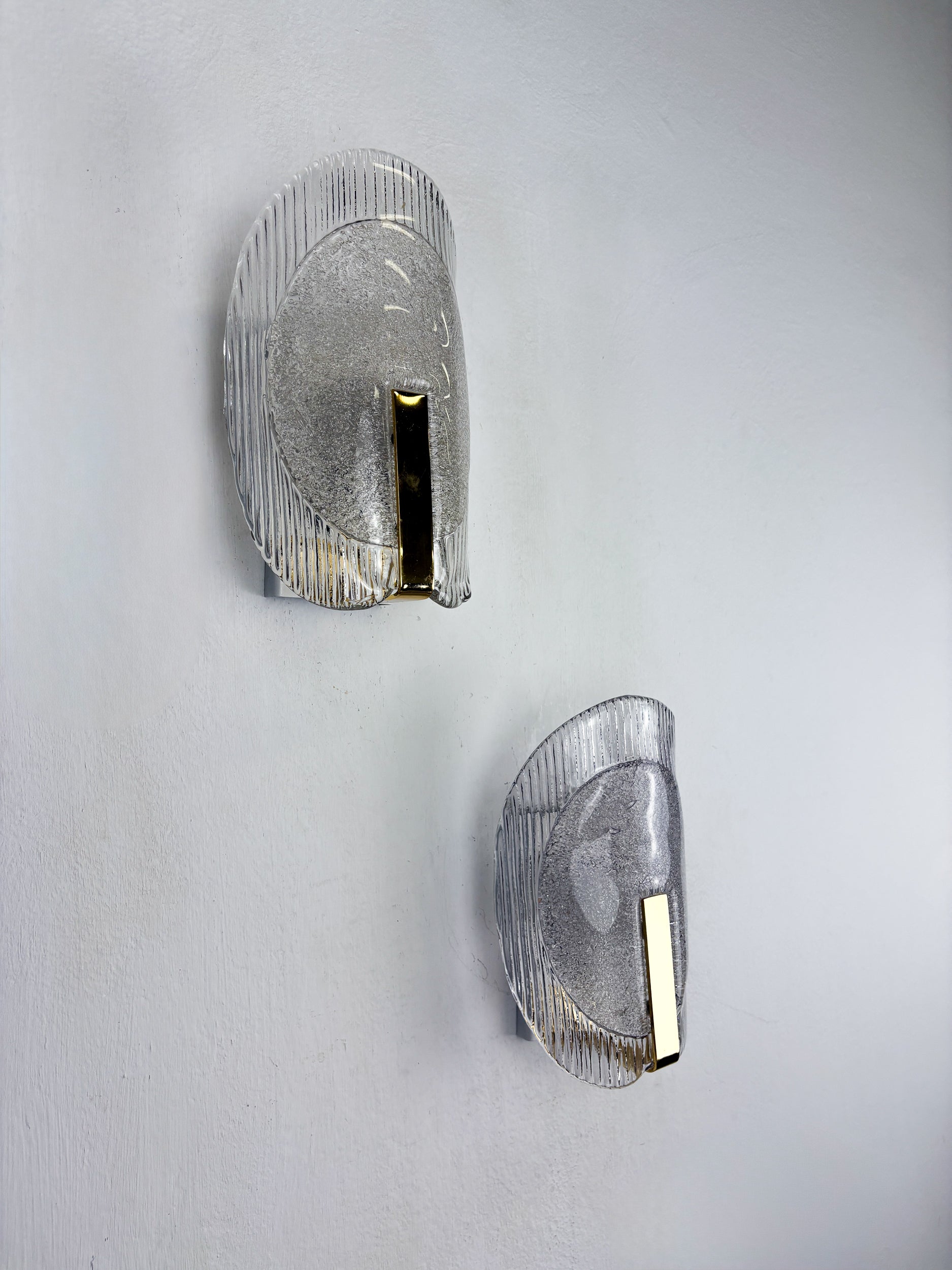 Pair of Carl Fagerlund Wall Lights for Orrefors – Murano Frosted Glass, Sweden 1970s