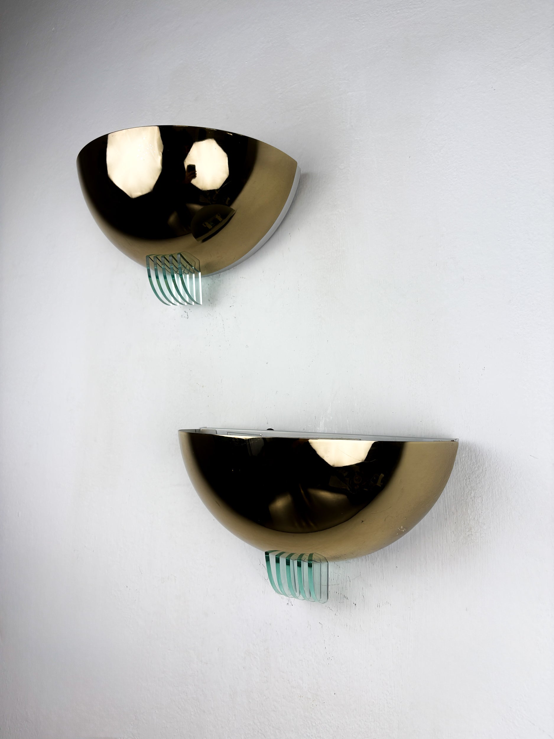 Pair of Modernist Design Half Moon Wall Lamp by GS Germany, 1980's