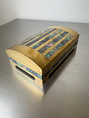 Abalone shell vanity box, brass & wood, Mexico, 1970's