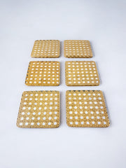 Christian Dior Style Lucite & Rattan coasters, set of 6, Italy, 1970's