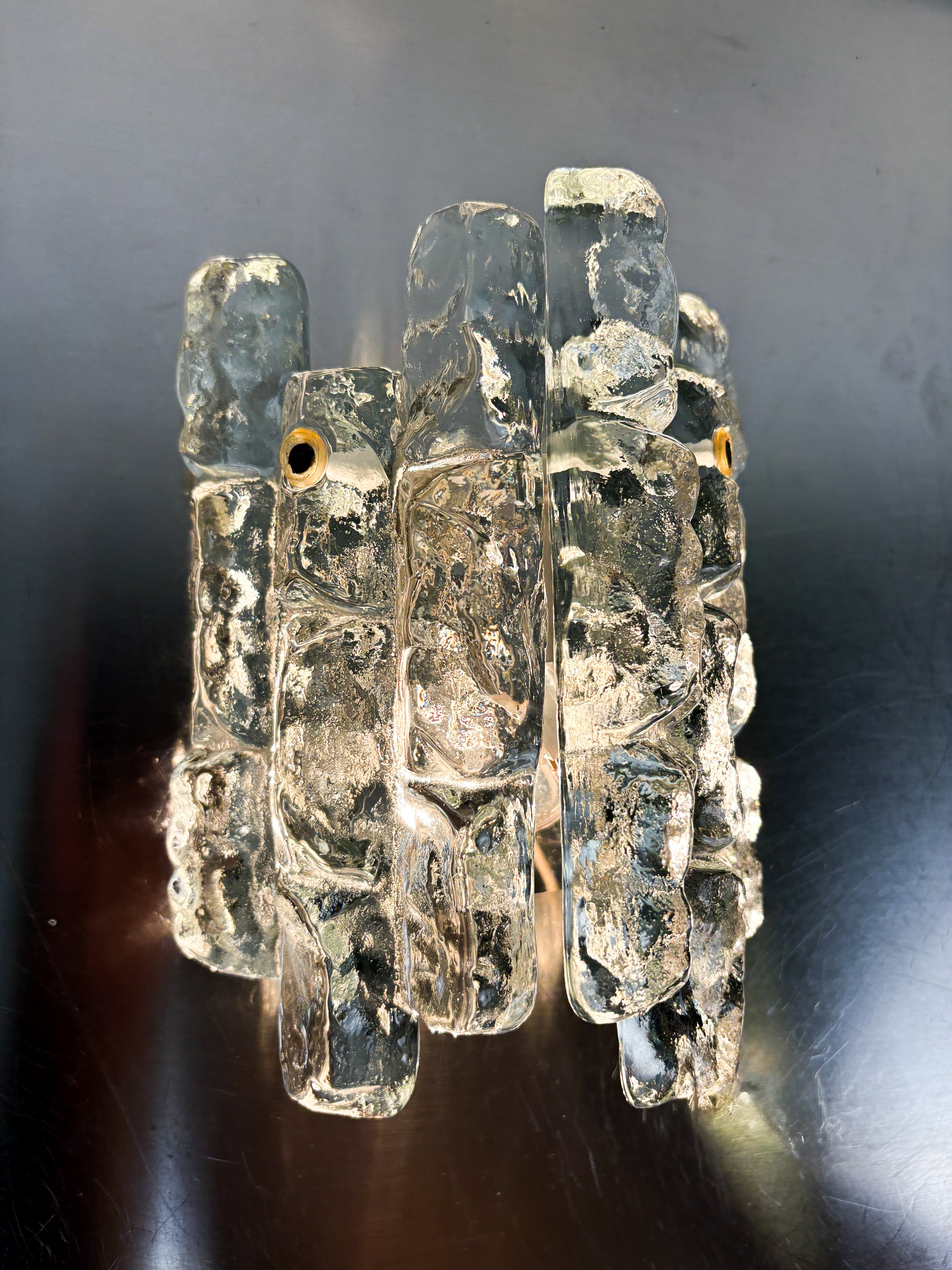 J.T. Kalmar 'Ice Cube' Wall Light, Frosted Glass, Austria 1970s