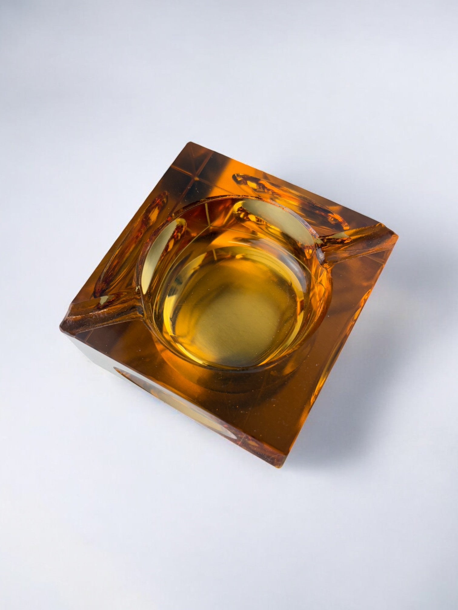 Orange ice cube ashtray by Antonio Imperatore, Murano glass, Italy, 1970