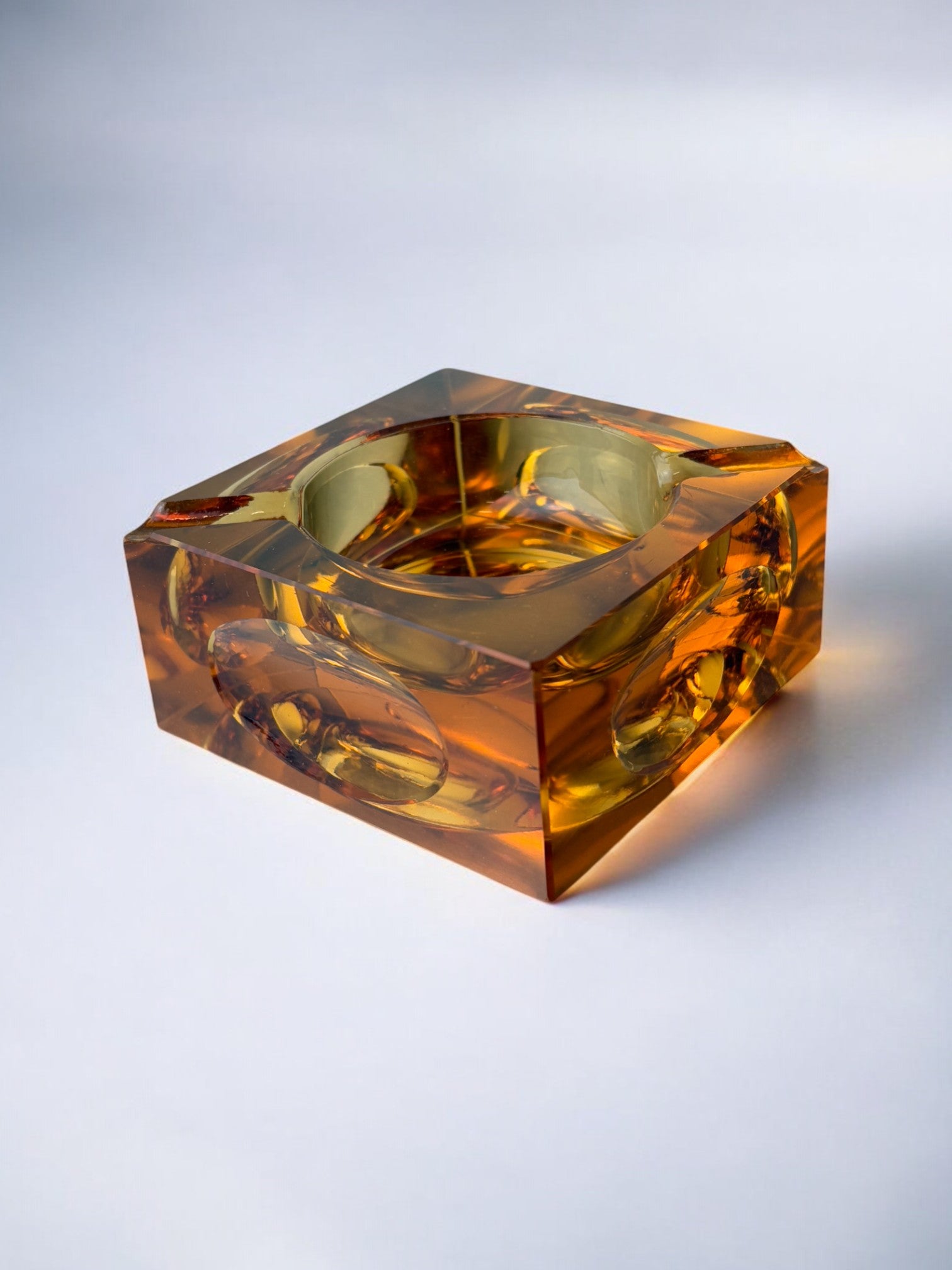 Orange ice cube ashtray by Antonio Imperatore, Murano glass, Italy, 1970