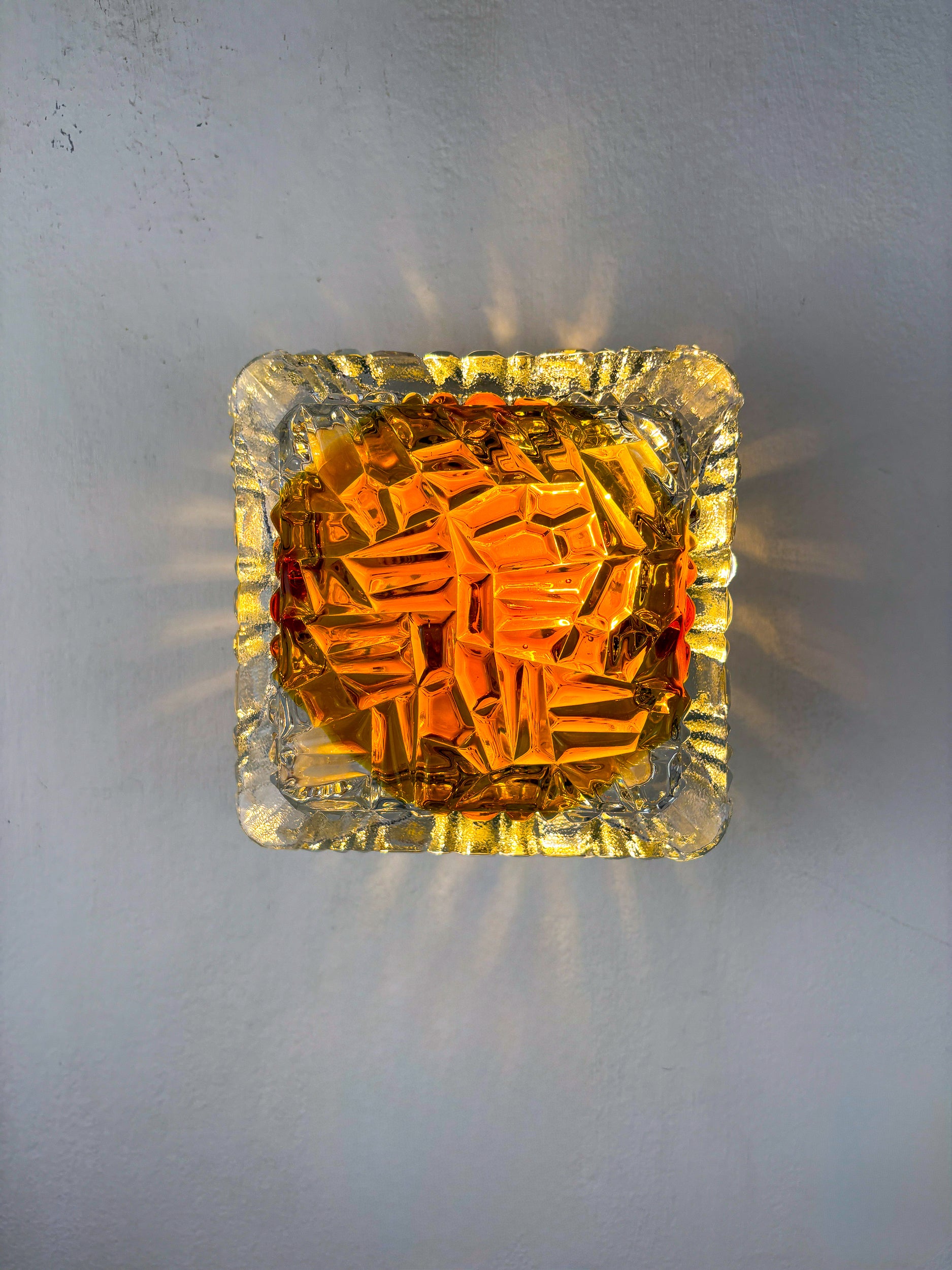 Murano Mazzega Orange Frosted Glass Sconce, Italy, 1970s