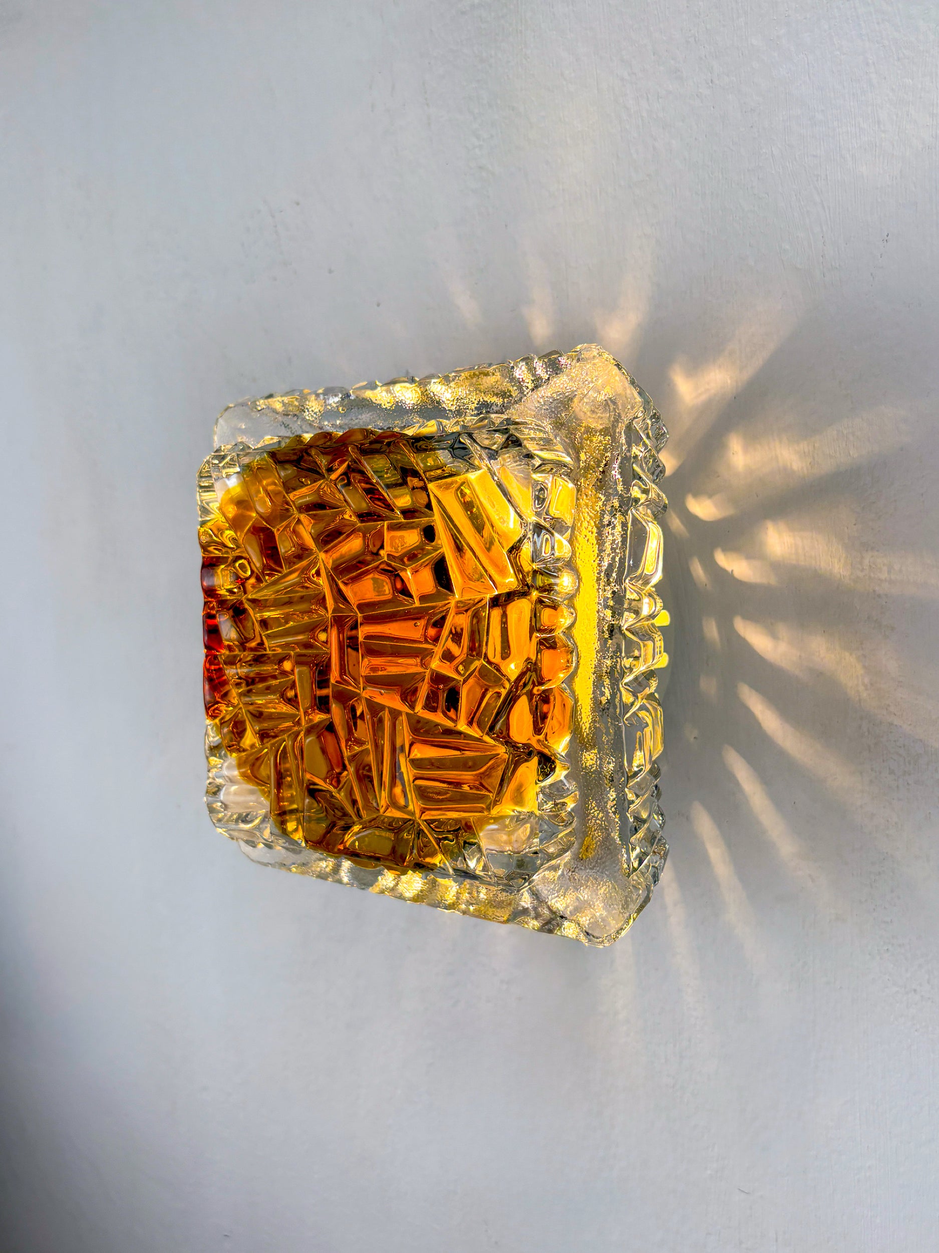 Murano Mazzega Orange Frosted Glass Sconce, Italy, 1970s