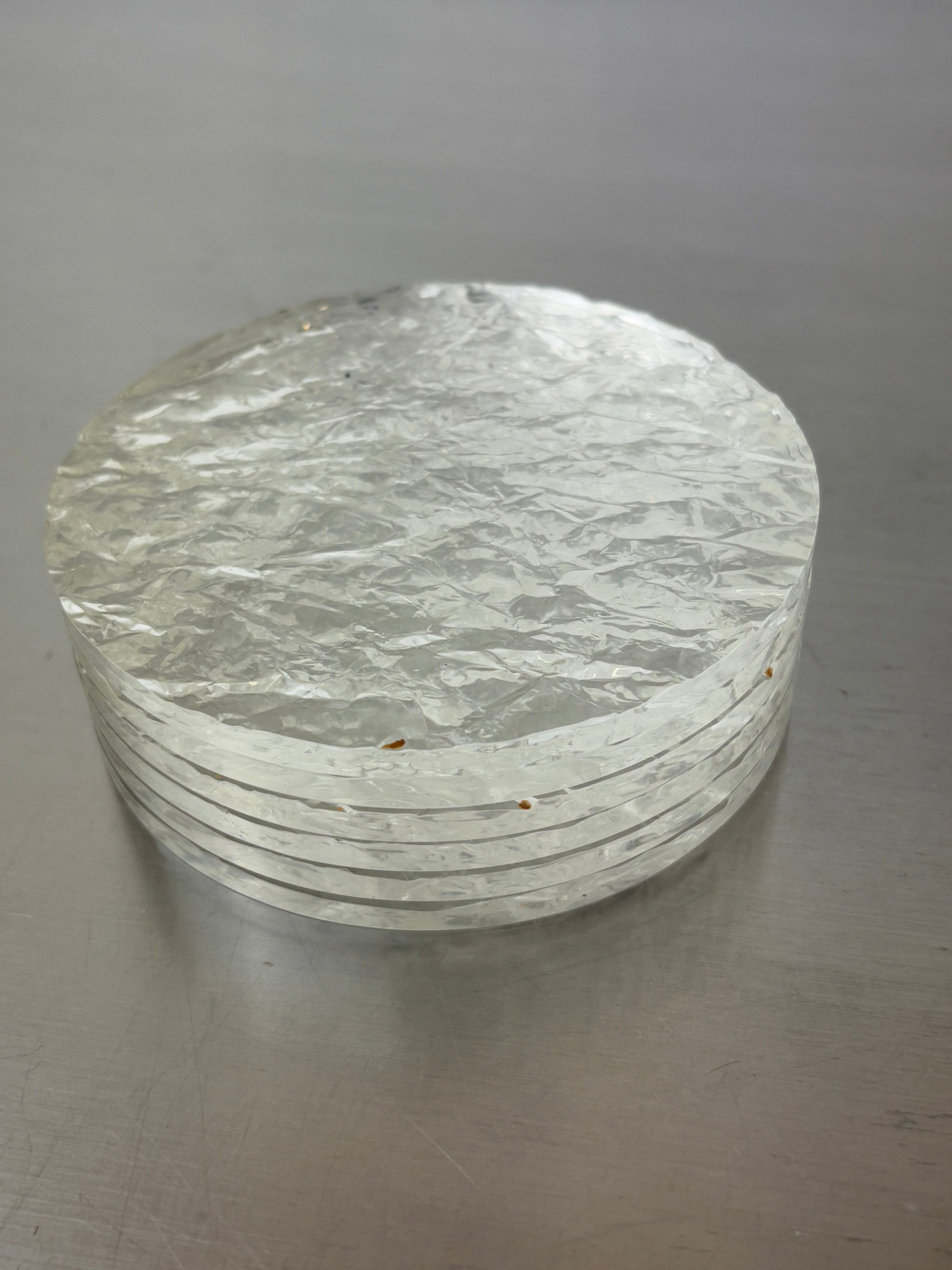 Willy Rizzo Style Ice Effect Lucite Coasters, Set of 6, Italy, 1970's
