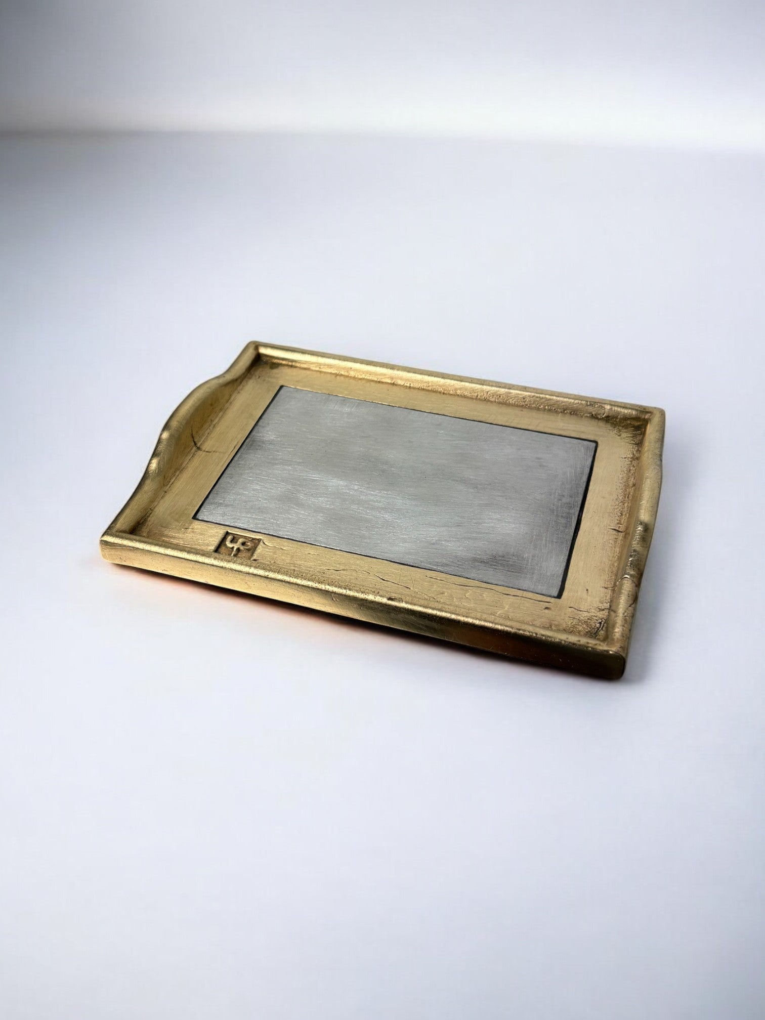 Brutalist pocket emptier by David Marshall, bronze and aluminum, Spain, 1980's