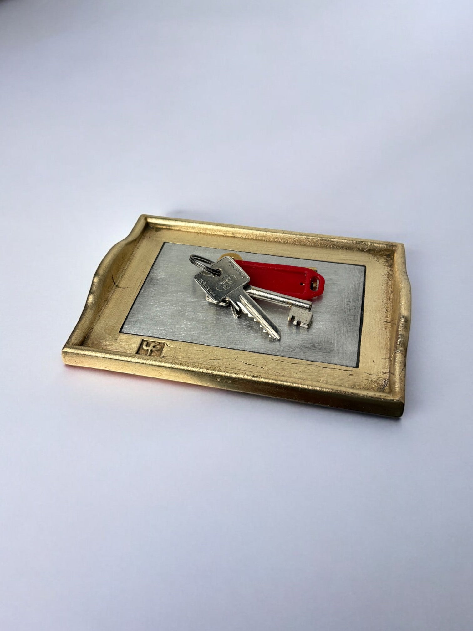 Brutalist pocket emptier by David Marshall, bronze and aluminum, Spain, 1980's