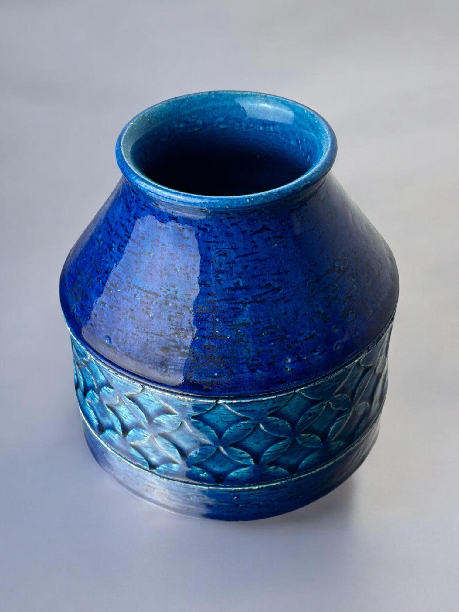 Blue ceramic vase by Aldo Londi for Bitossi, Italy, 1960's