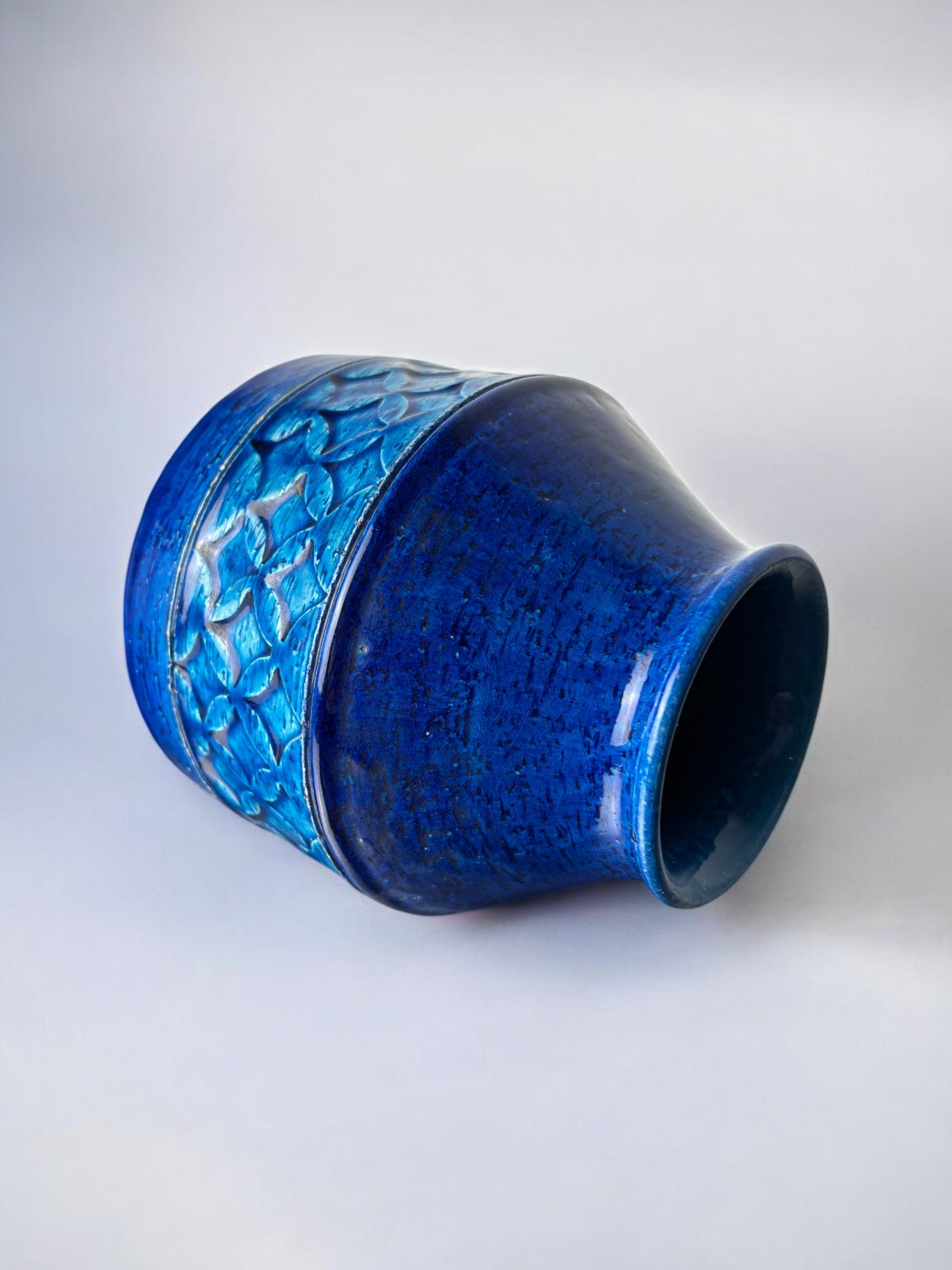Blue ceramic vase by Aldo Londi for Bitossi, Italy, 1960's