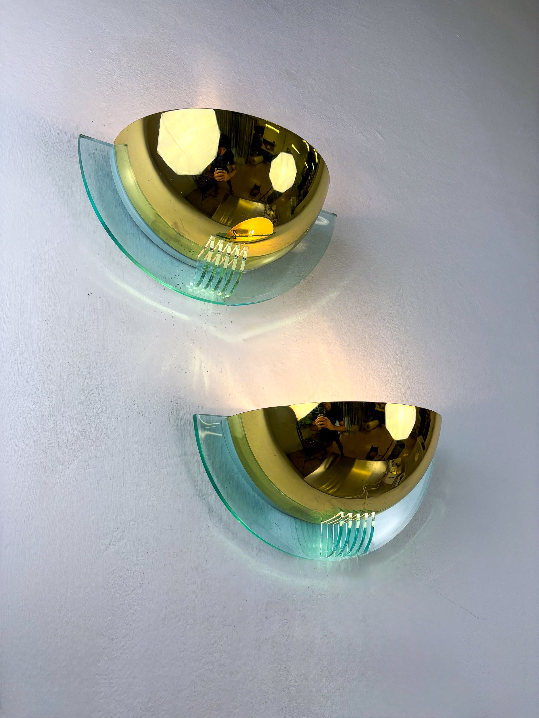 Pair of Modernist Design Half Moon Wall Lamp by Fase, Spain, 1980's