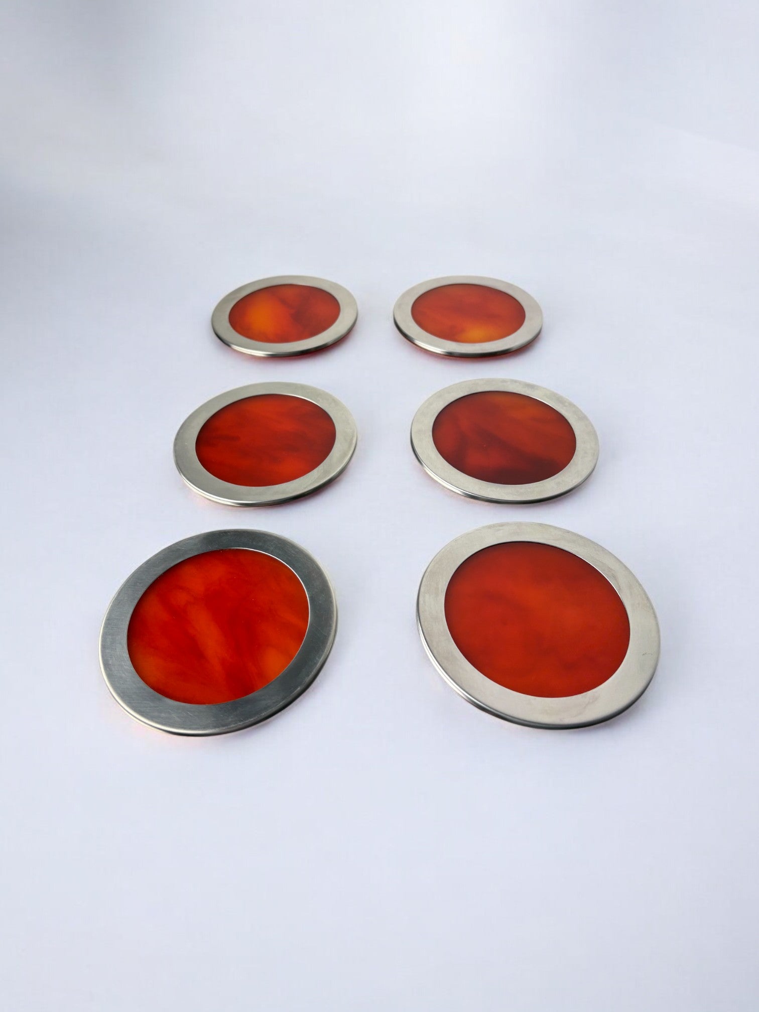 Willy Rizzo Style Coasters in Faux Tortoise Shell, Set of 6, Italy, 1970's