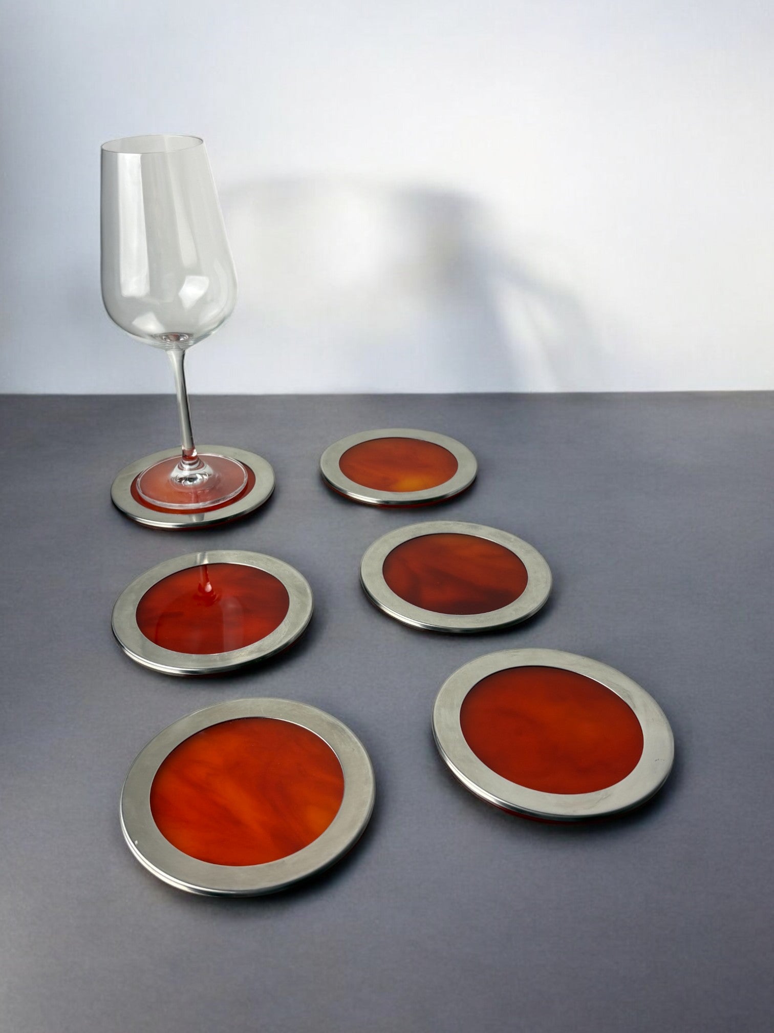 Willy Rizzo Style Coasters in Faux Tortoise Shell, Set of 6, Italy, 1970's