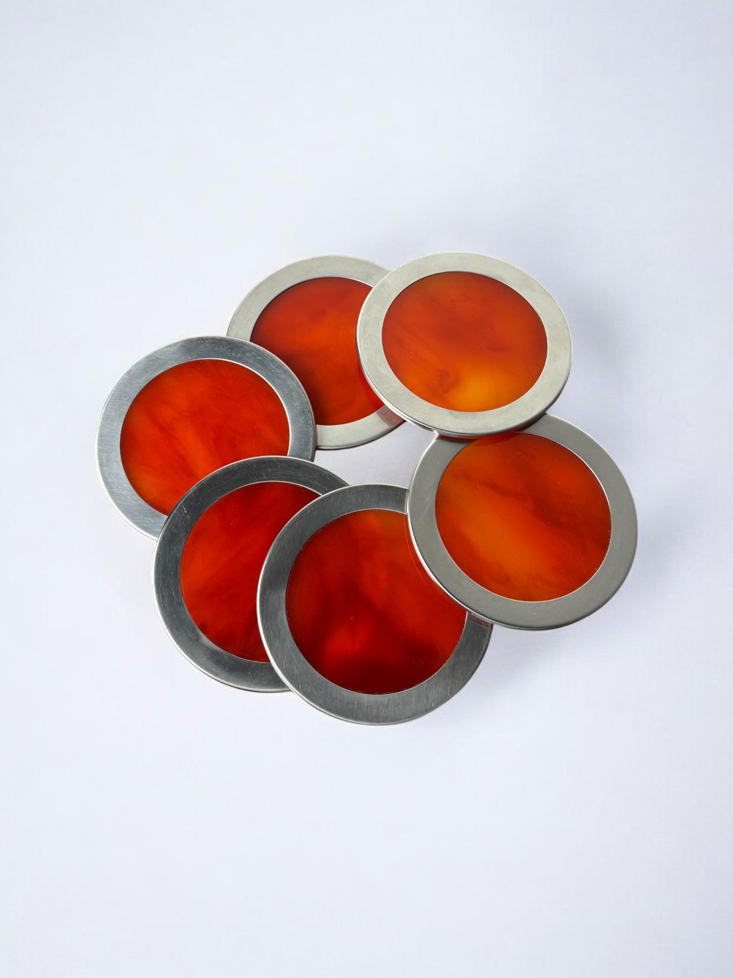 Willy Rizzo Style Coasters in Faux Tortoise Shell, Set of 6, Italy, 1970's