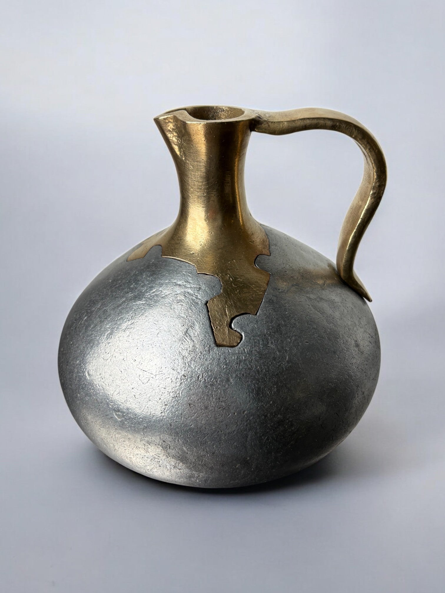 Brutalist pitcher by David Marshall, bronze & aluminium, 1970, Spain