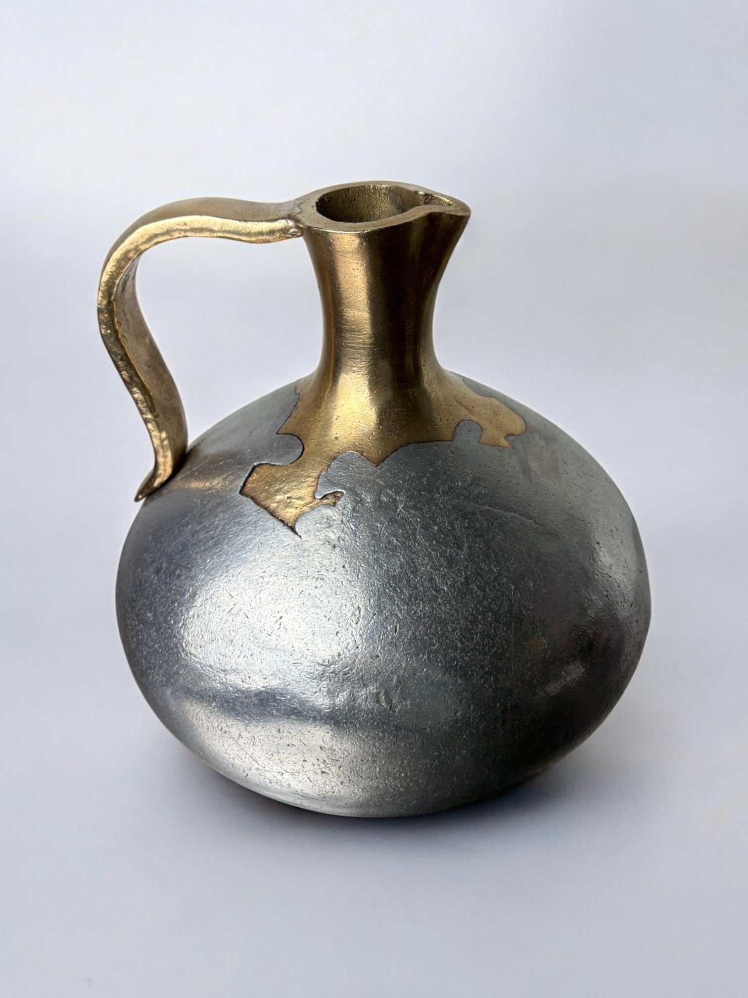 Brutalist pitcher by David Marshall, bronze & aluminium, 1970, Spain