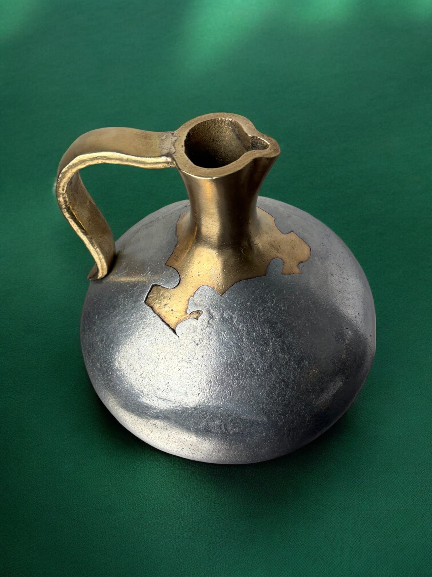 Brutalist pitcher by David Marshall, bronze & aluminium, 1970, Spain