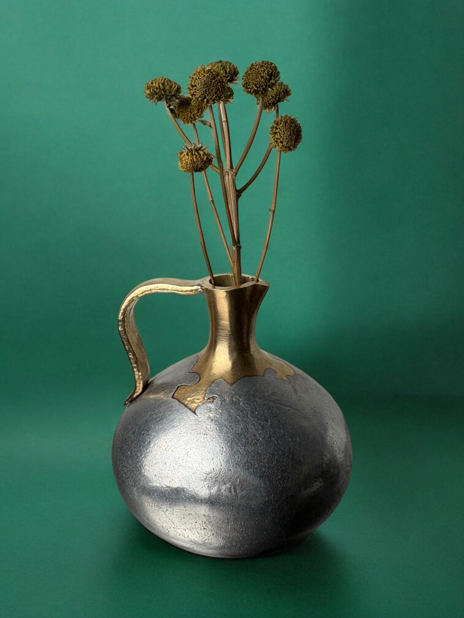 Brutalist pitcher by David Marshall, bronze & aluminium, 1970, Spain