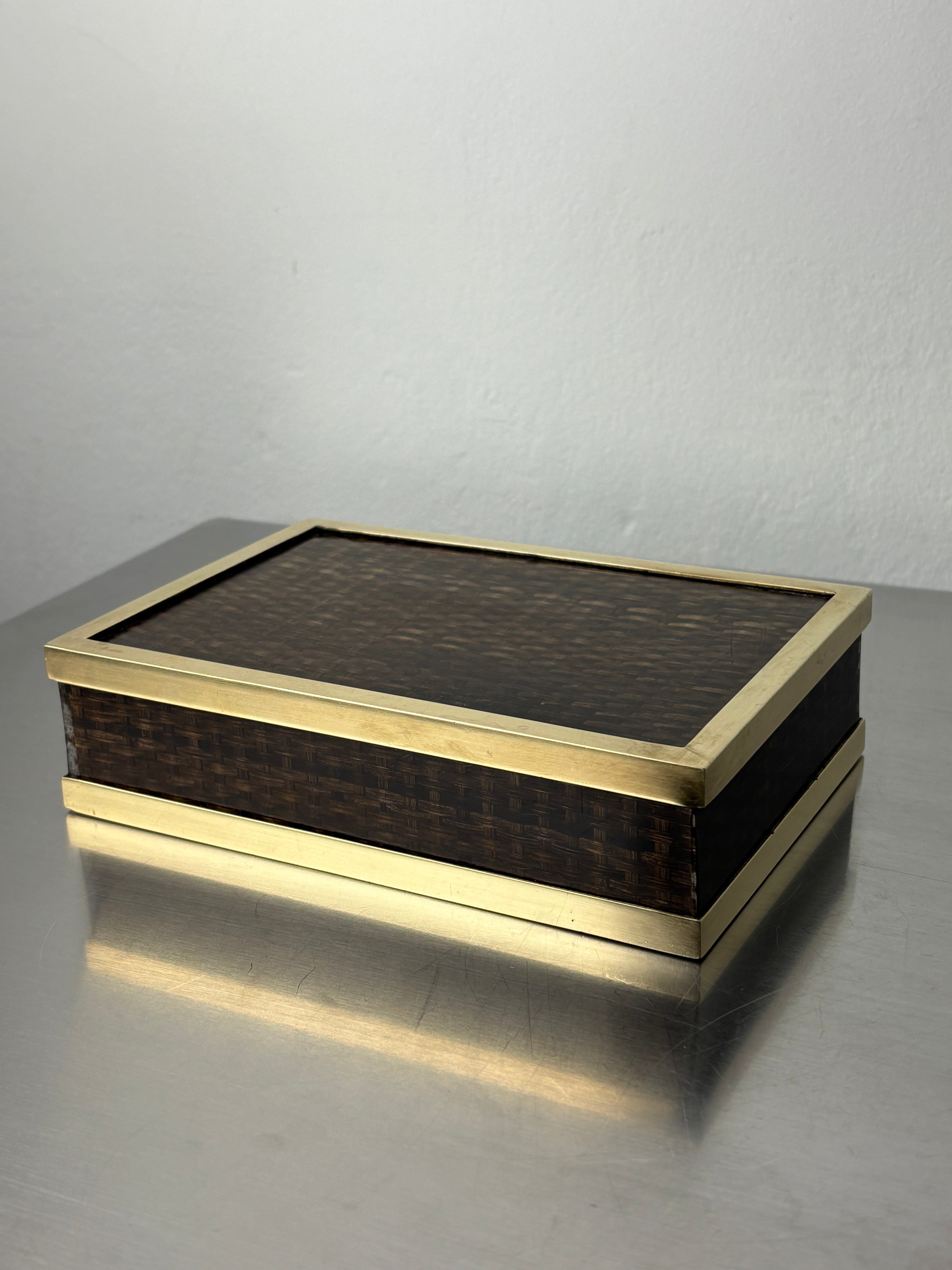 Lucite & Rattan Box,Christian Dior Style, 1970