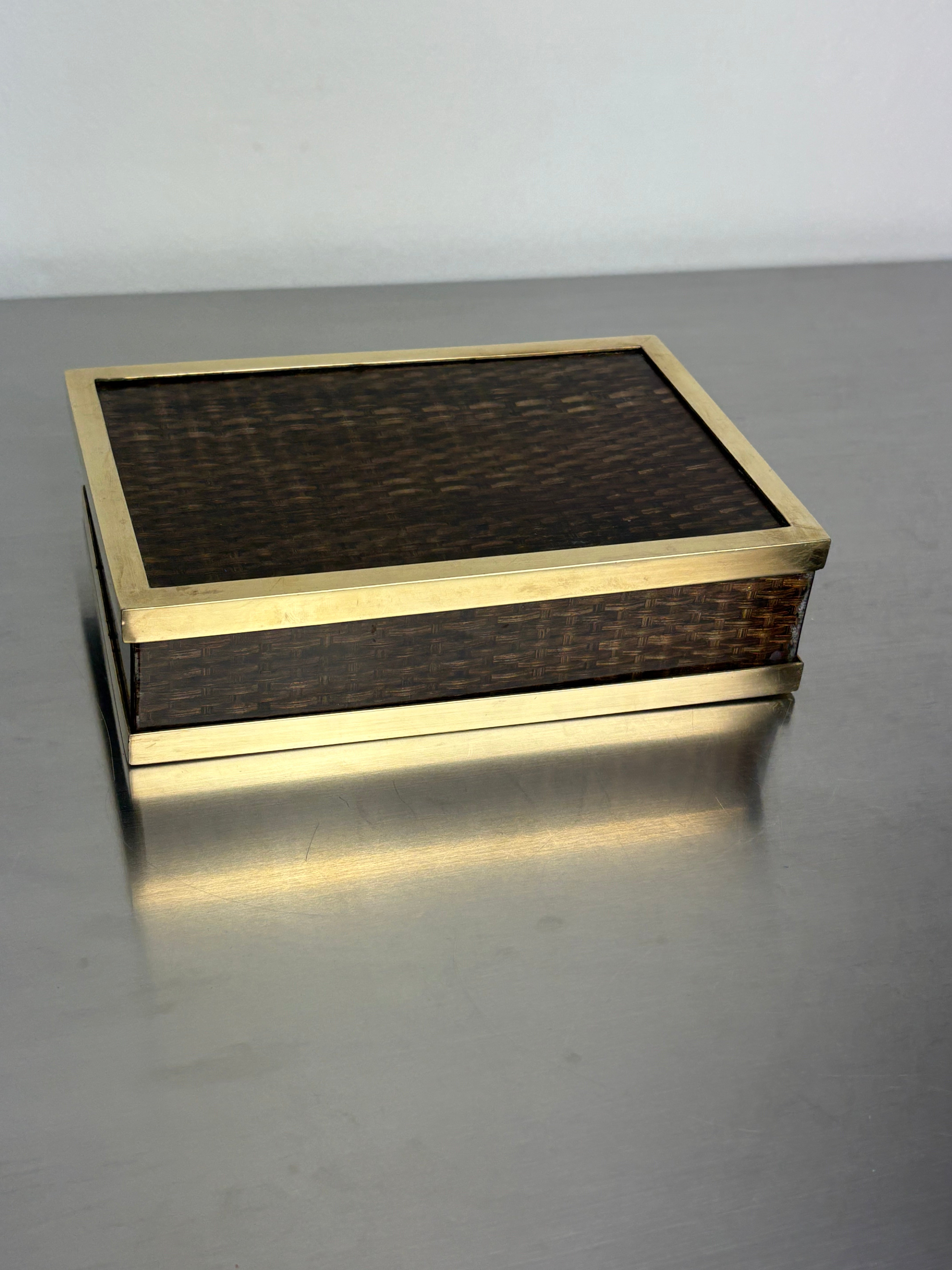 Lucite & Rattan Box,Christian Dior Style, 1970