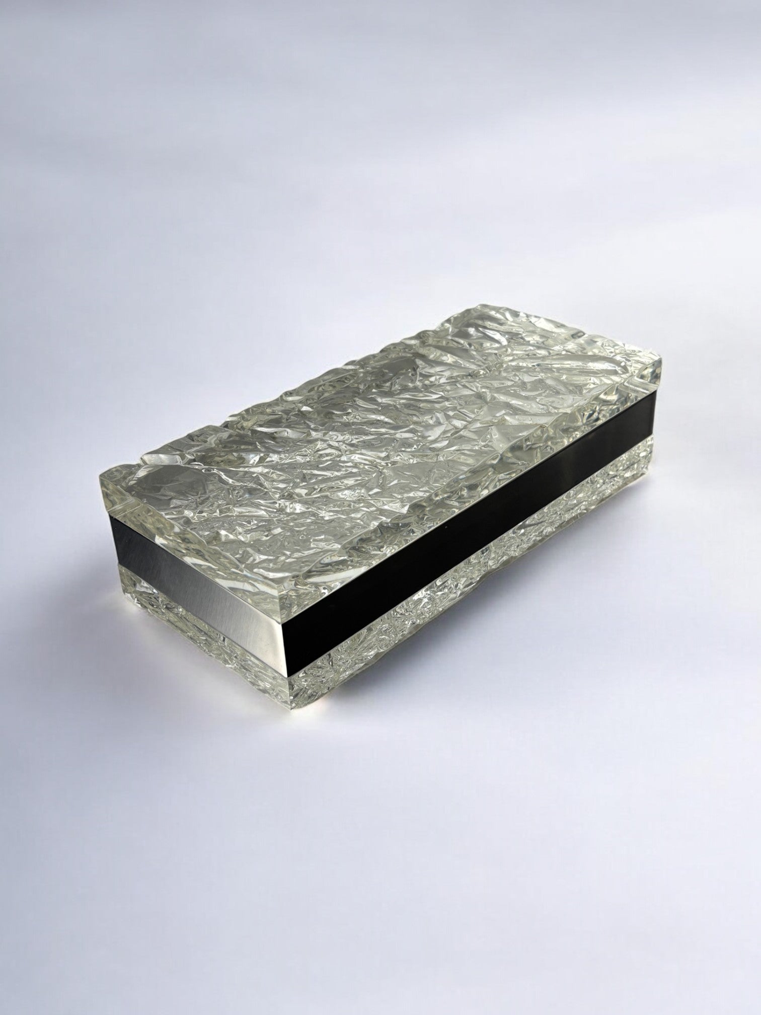 Willy Rizzo Style Ice Effect Lucite vanity box, Italy, 1970's