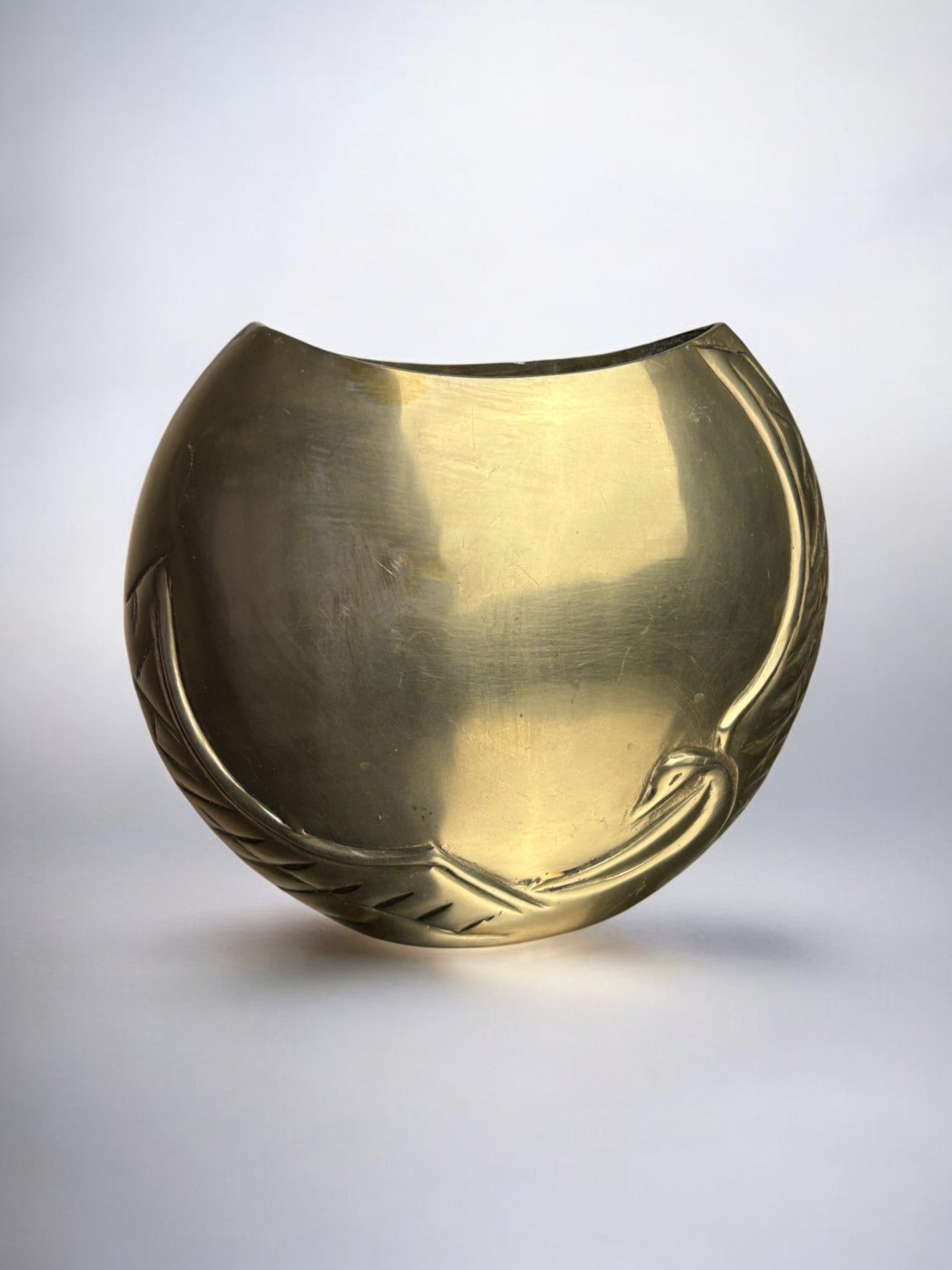 Art deco swan vase in brass, France, 1960's