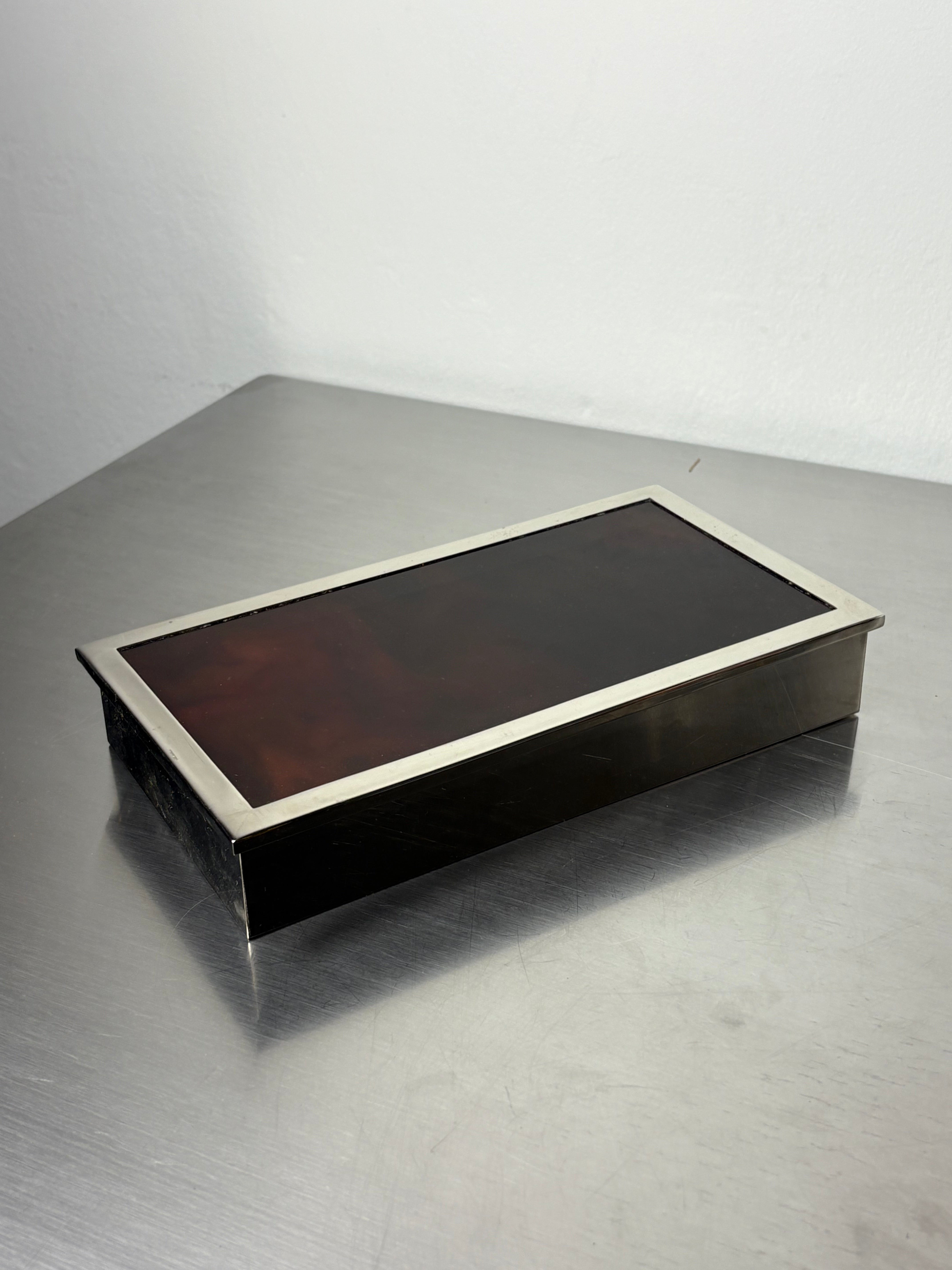 Faux Tortoise Shell & chromed Dior vanity box, Italy, 1970