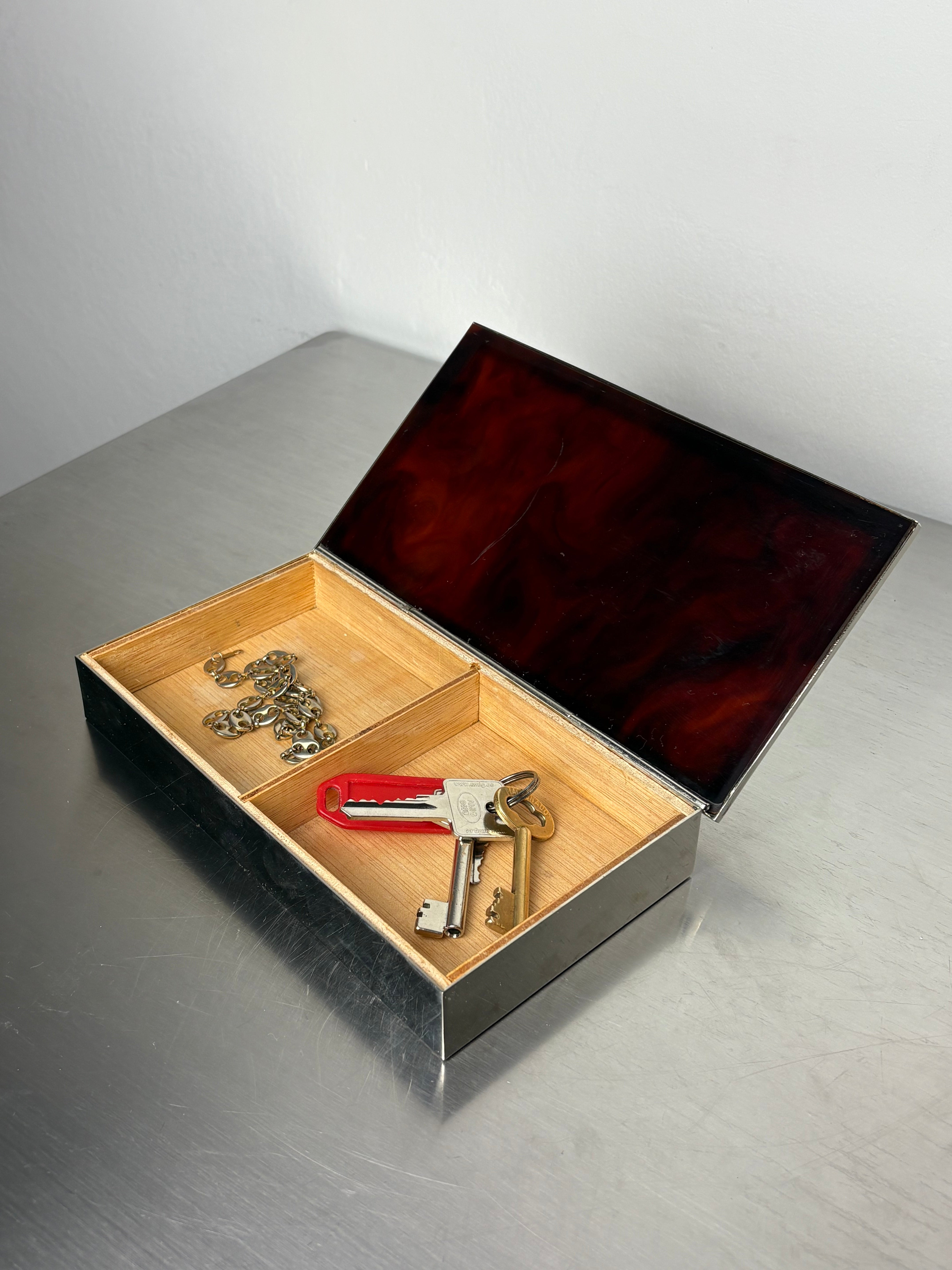 Faux Tortoise Shell & chromed Dior vanity box, Italy, 1970