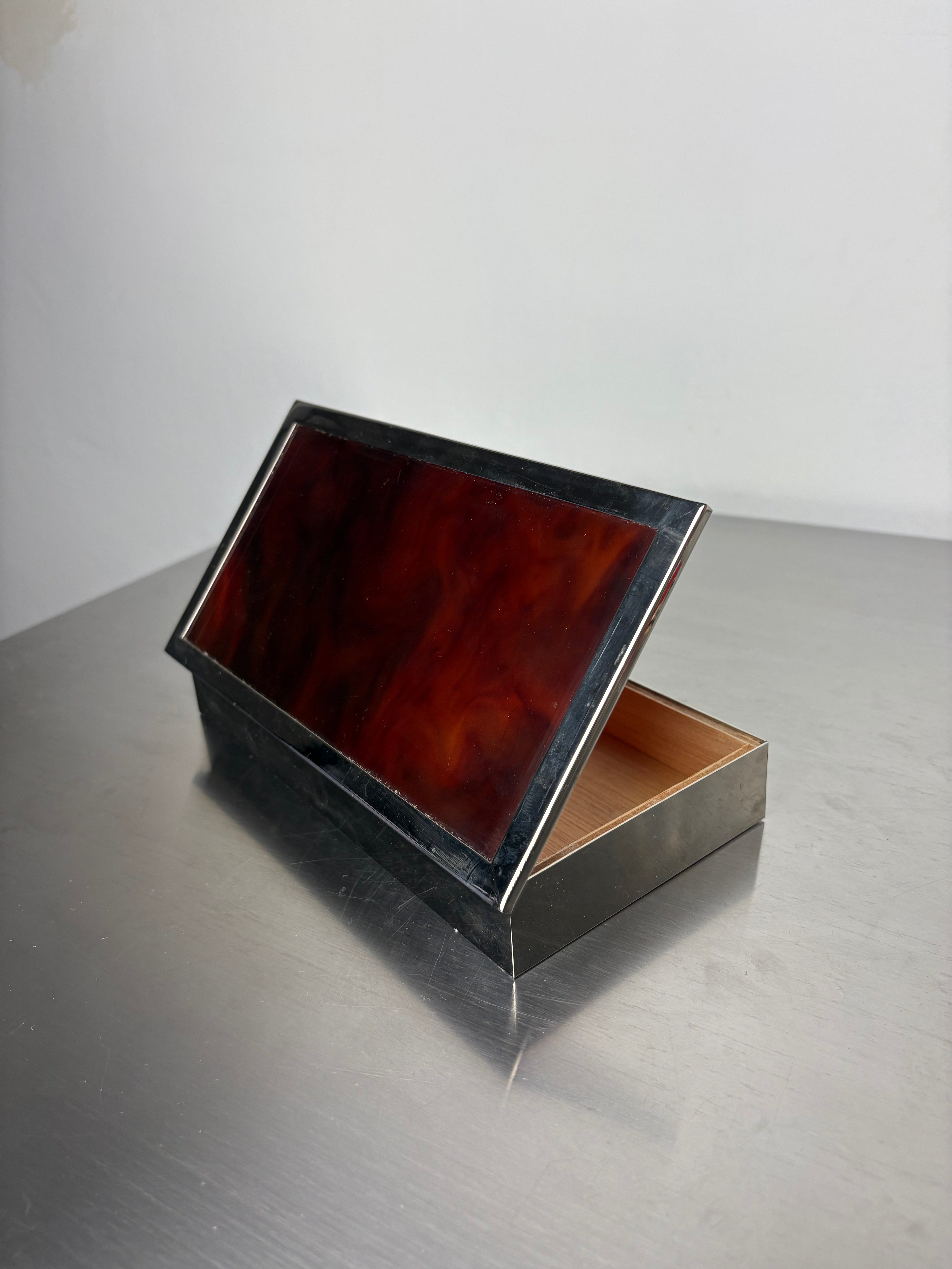 Faux Tortoise Shell & chromed Dior vanity box, Italy, 1970