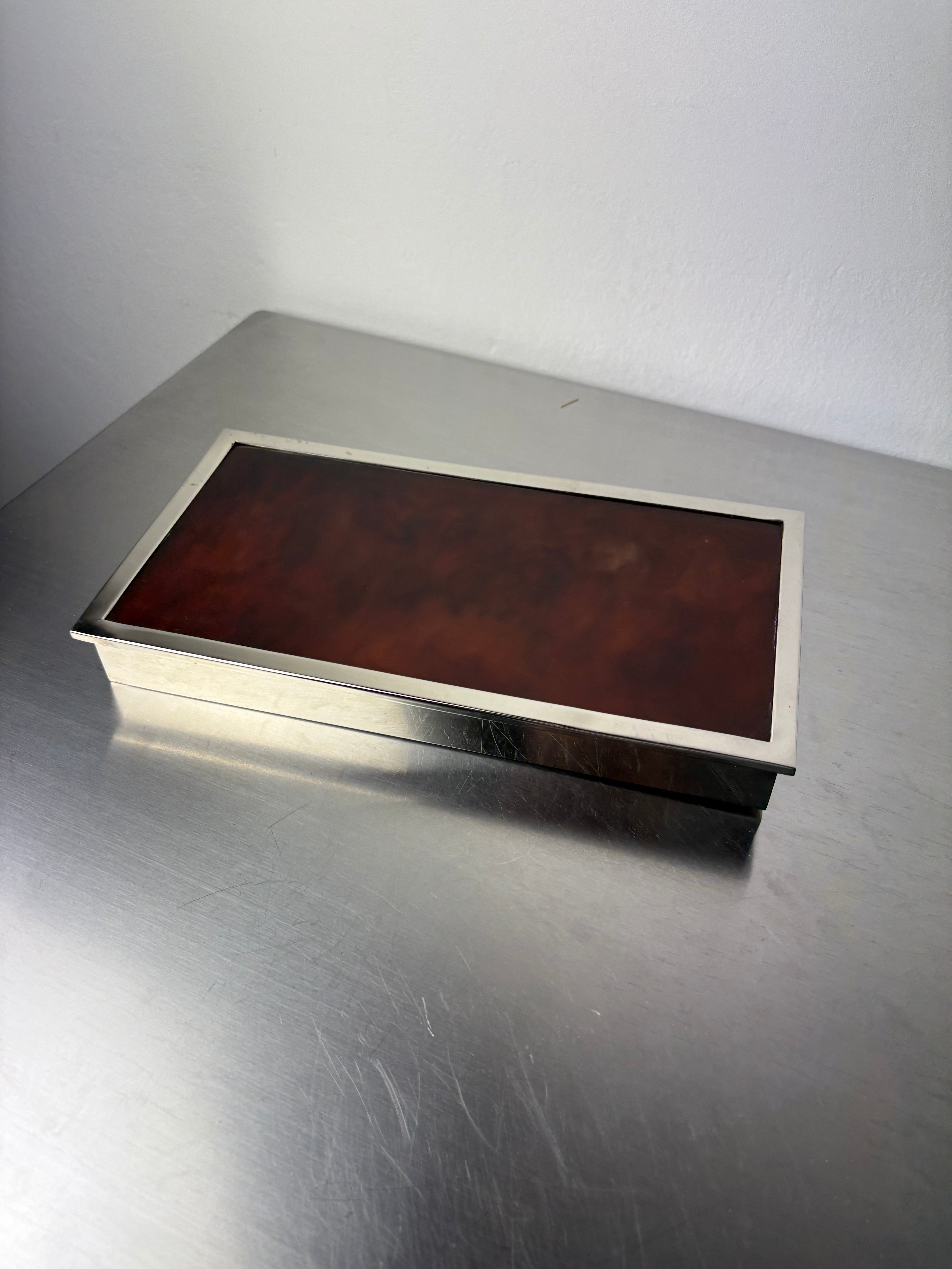 Faux Tortoise Shell & chromed Dior vanity box, Italy, 1970's