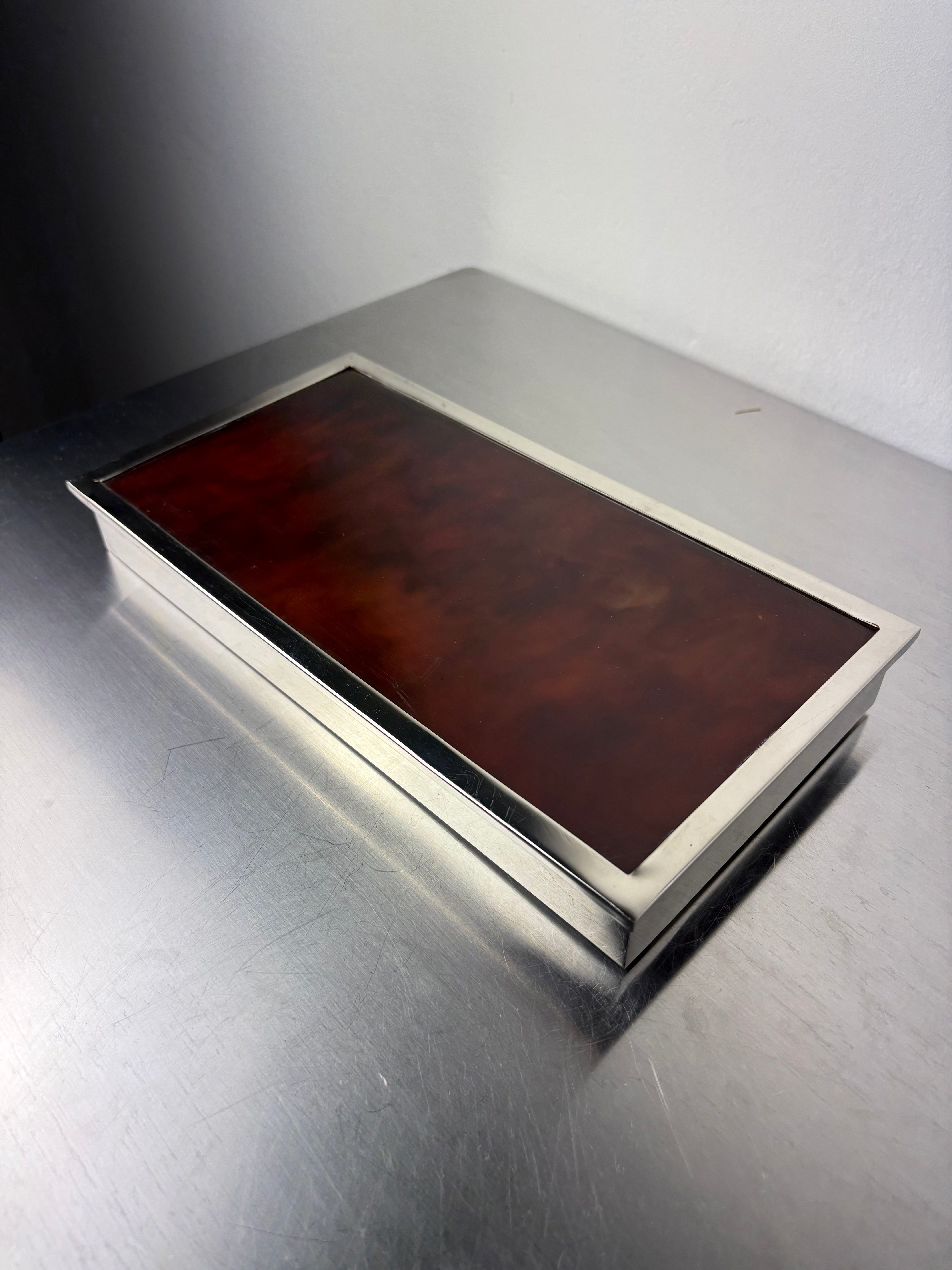 Faux Tortoise Shell & chromed Dior vanity box, Italy, 1970's