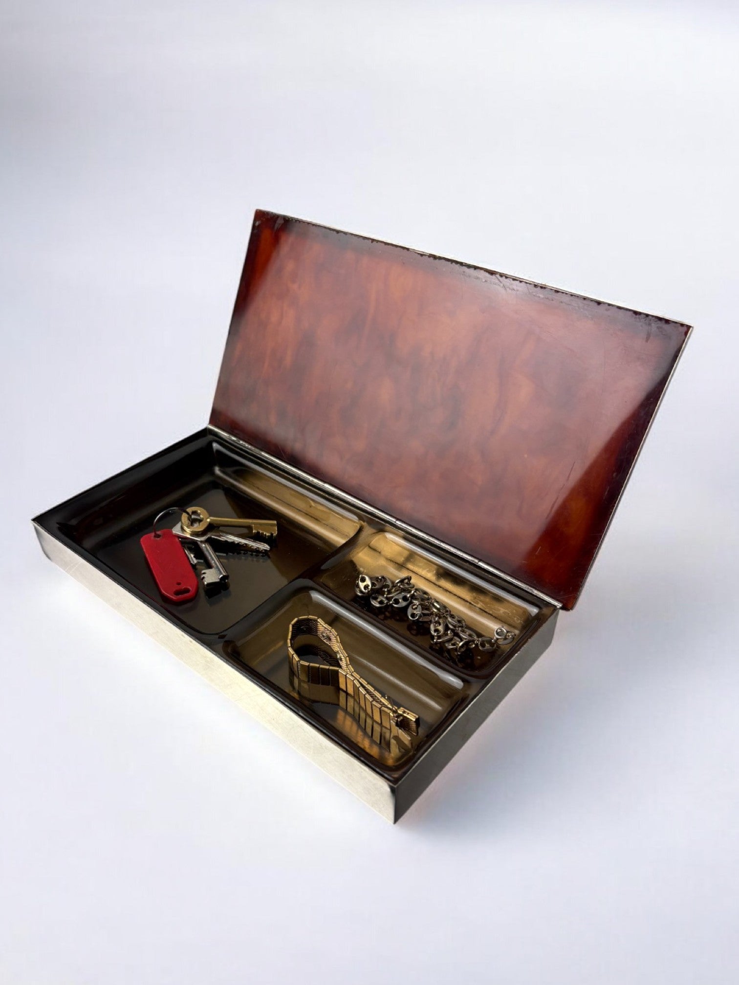 Faux Tortoise Shell & chromed Dior vanity box, Italy, 1970's
