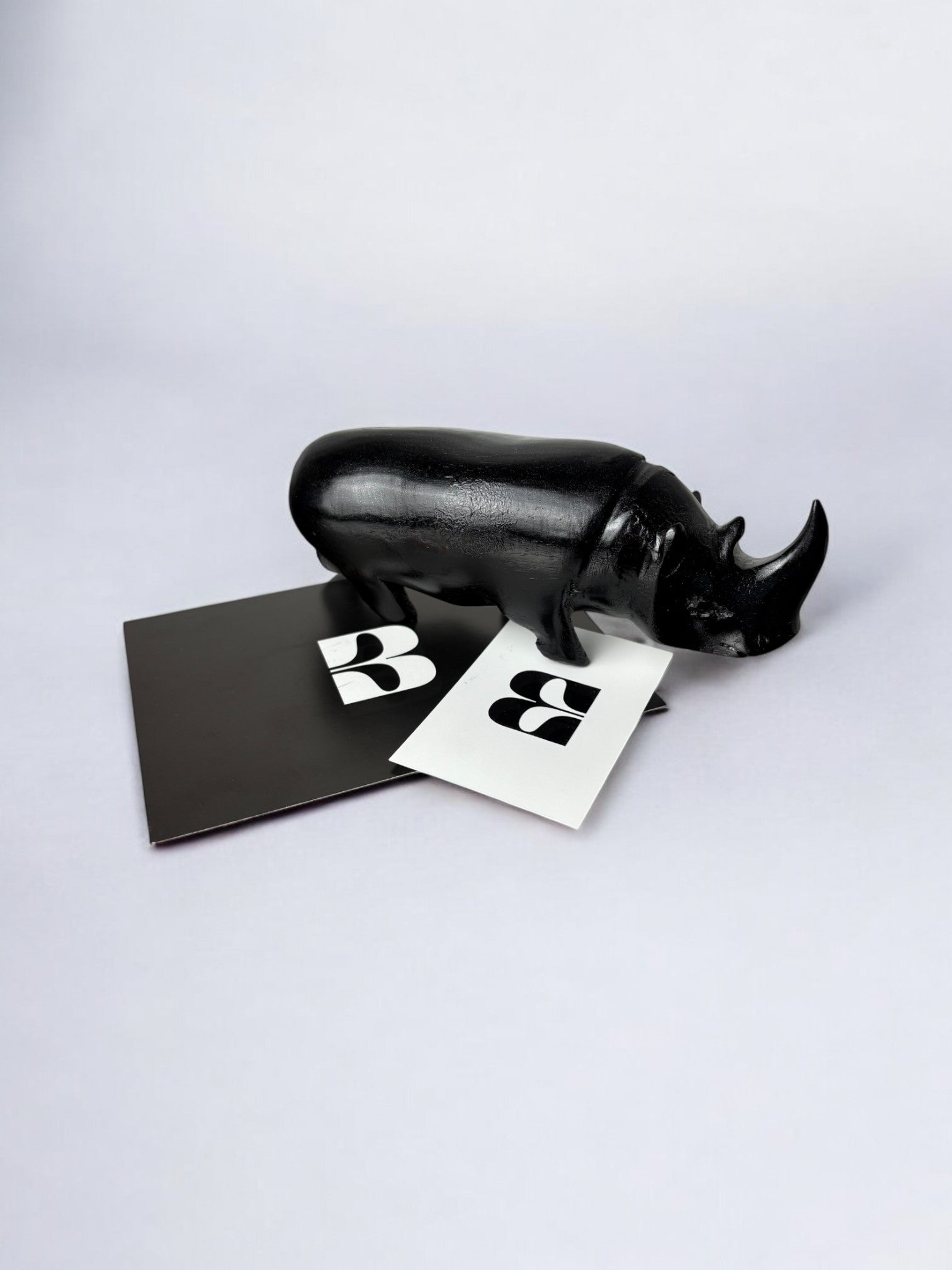 Carved Wood Rhino Sculpture Paperweight, Italy, 1950's
