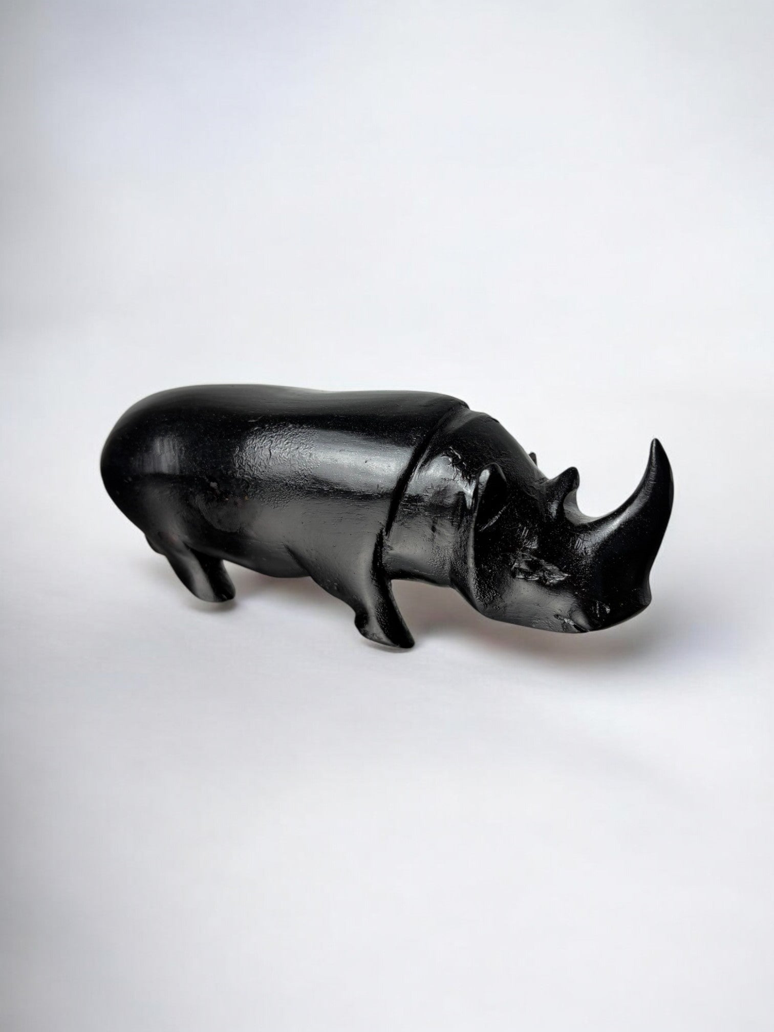 Carved Wood Rhino Sculpture Paperweight, Italy, 1950's