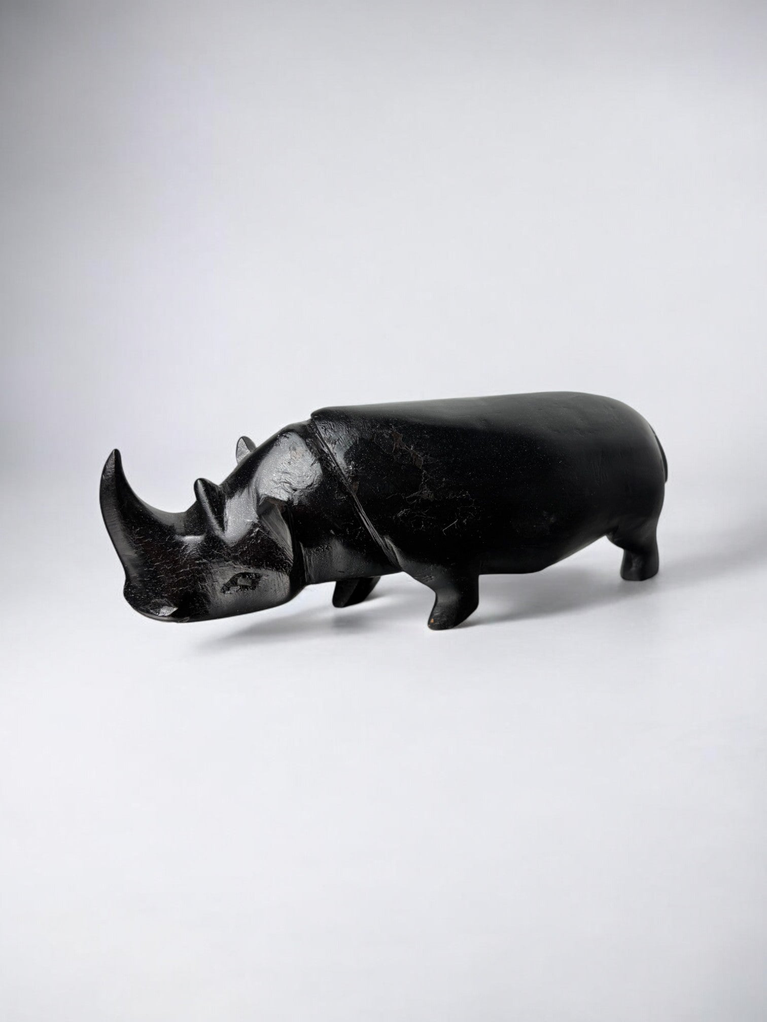 Carved Wood Rhino Sculpture Paperweight, Italy, 1950's