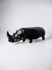 Carved Wood Rhino Sculpture Paperweight, Italy, 1950's