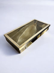Aldo Tura Style vanity Box in lucite with dry tabaco leaves, 1970's