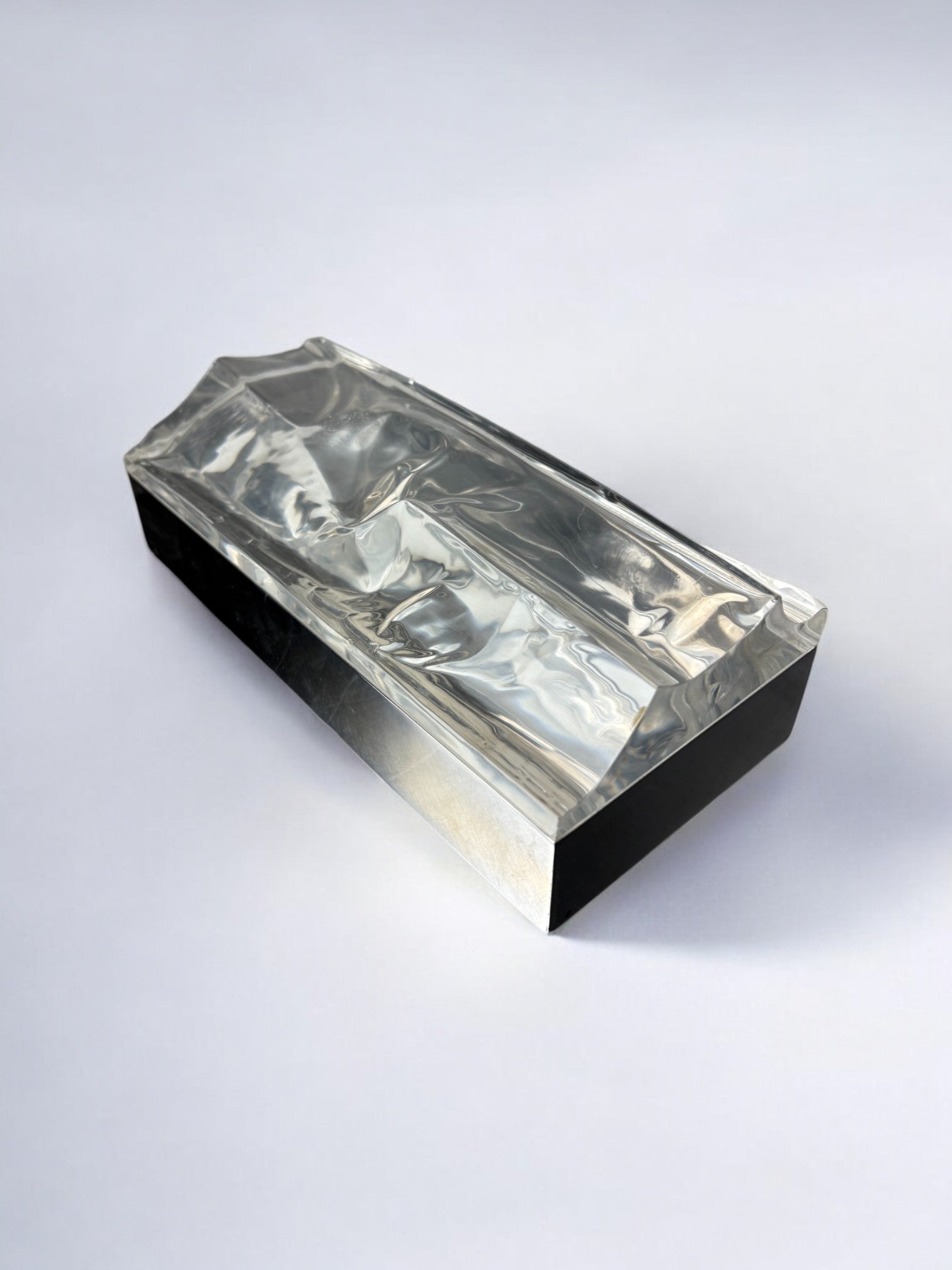 Gabriella Crespi Style Ice Effect Lucite vanity box, Italy, 1970's